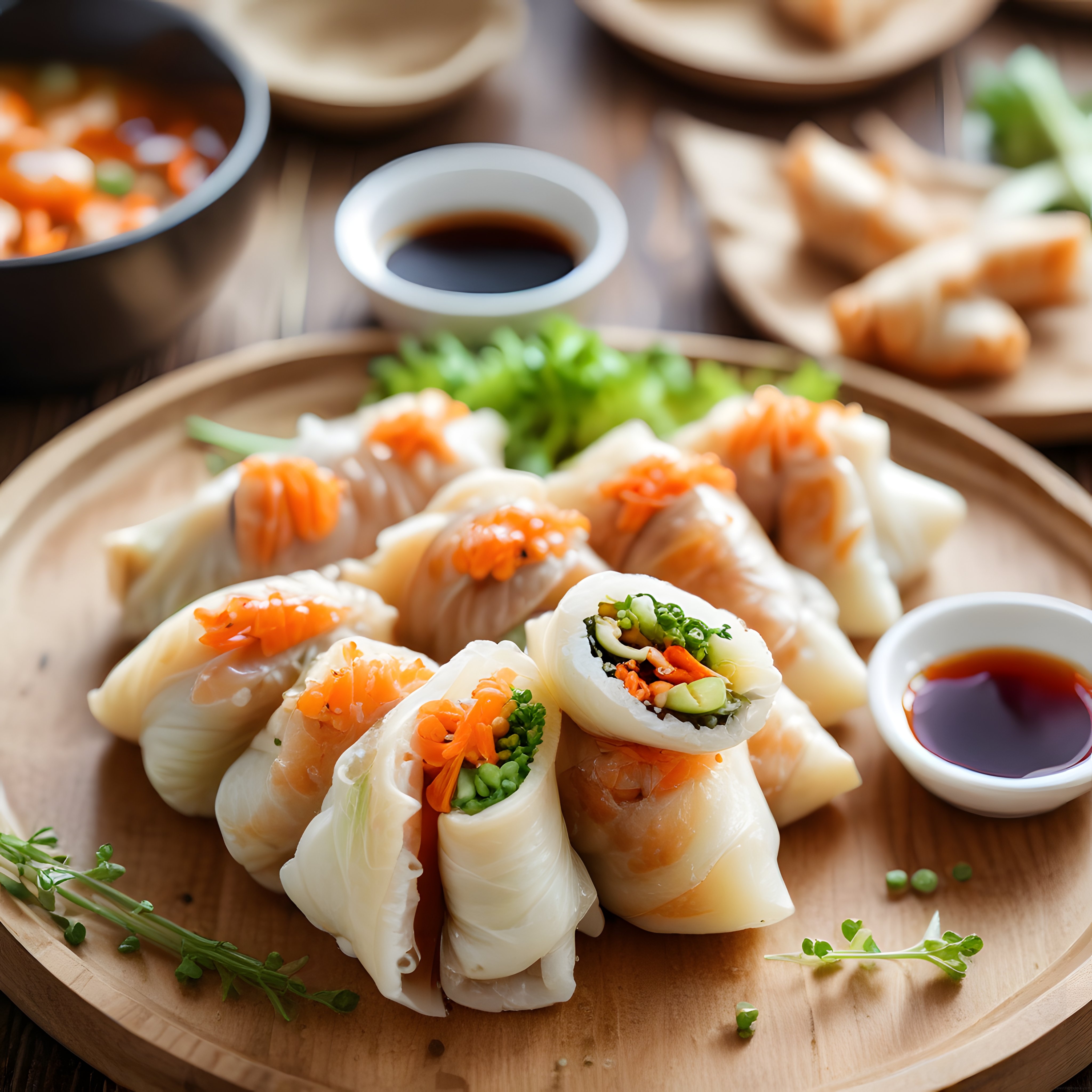 Ev Yapımı Vietnam Usulü Taze Bahar Böreği ve Soya Soslu Asya Mezeleri