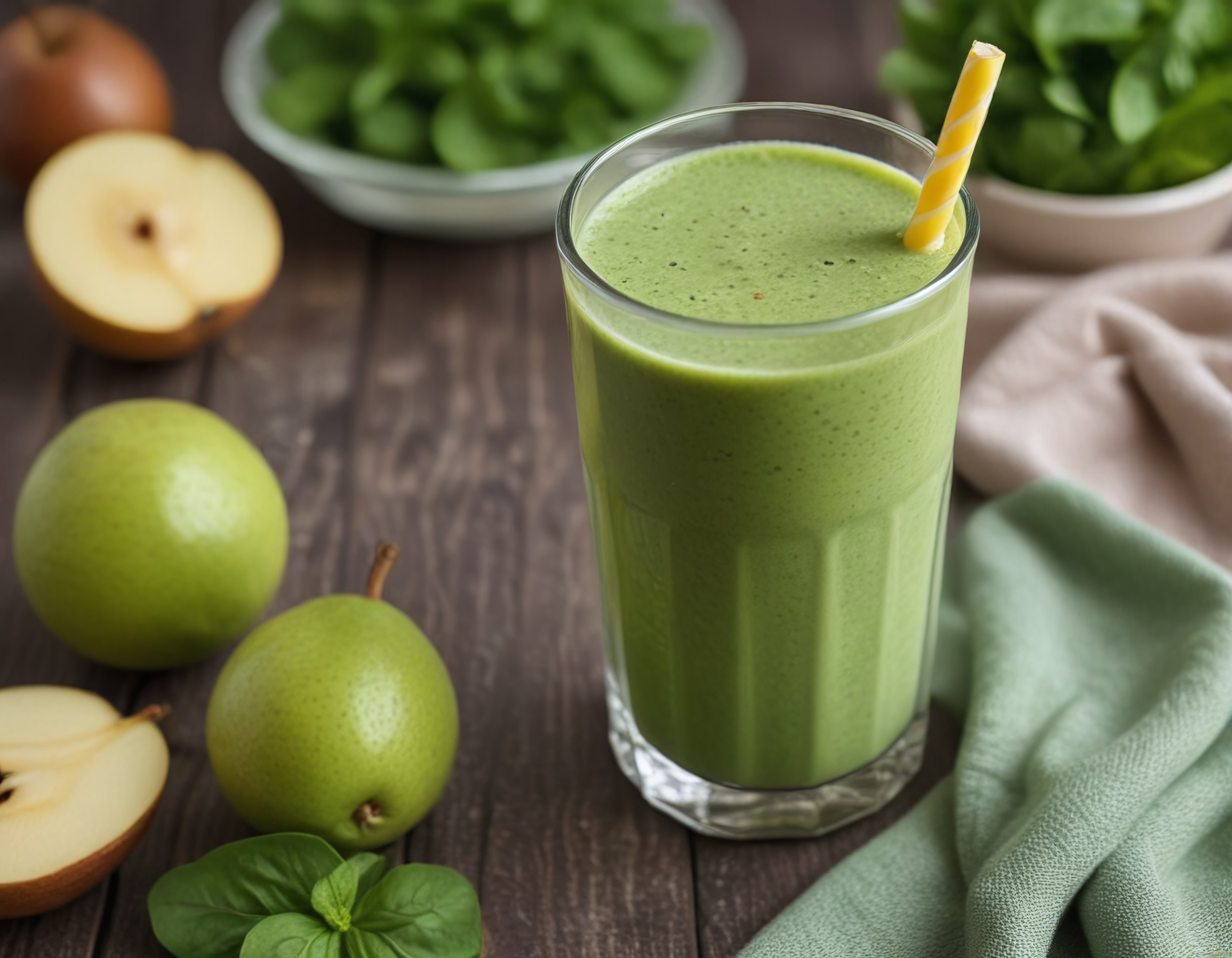Ev Yapımı Yeşil Detoks Smoothie: Armut Ispanaklı Sağlıklı İçecek