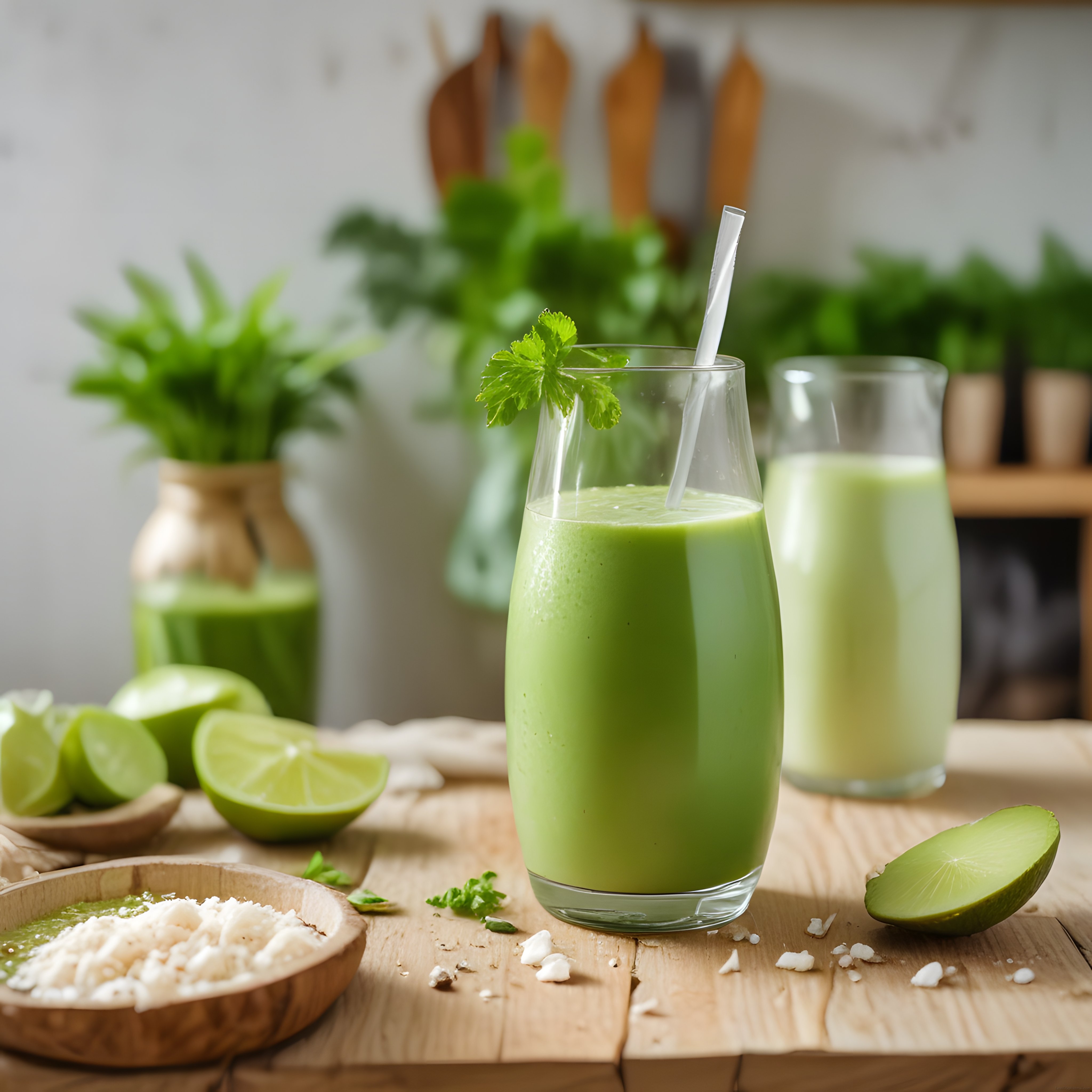 Ev Yapımı Yeşil Detoks Smoothie: Limon, Avokado ve Hindistan Cevizli İçecek