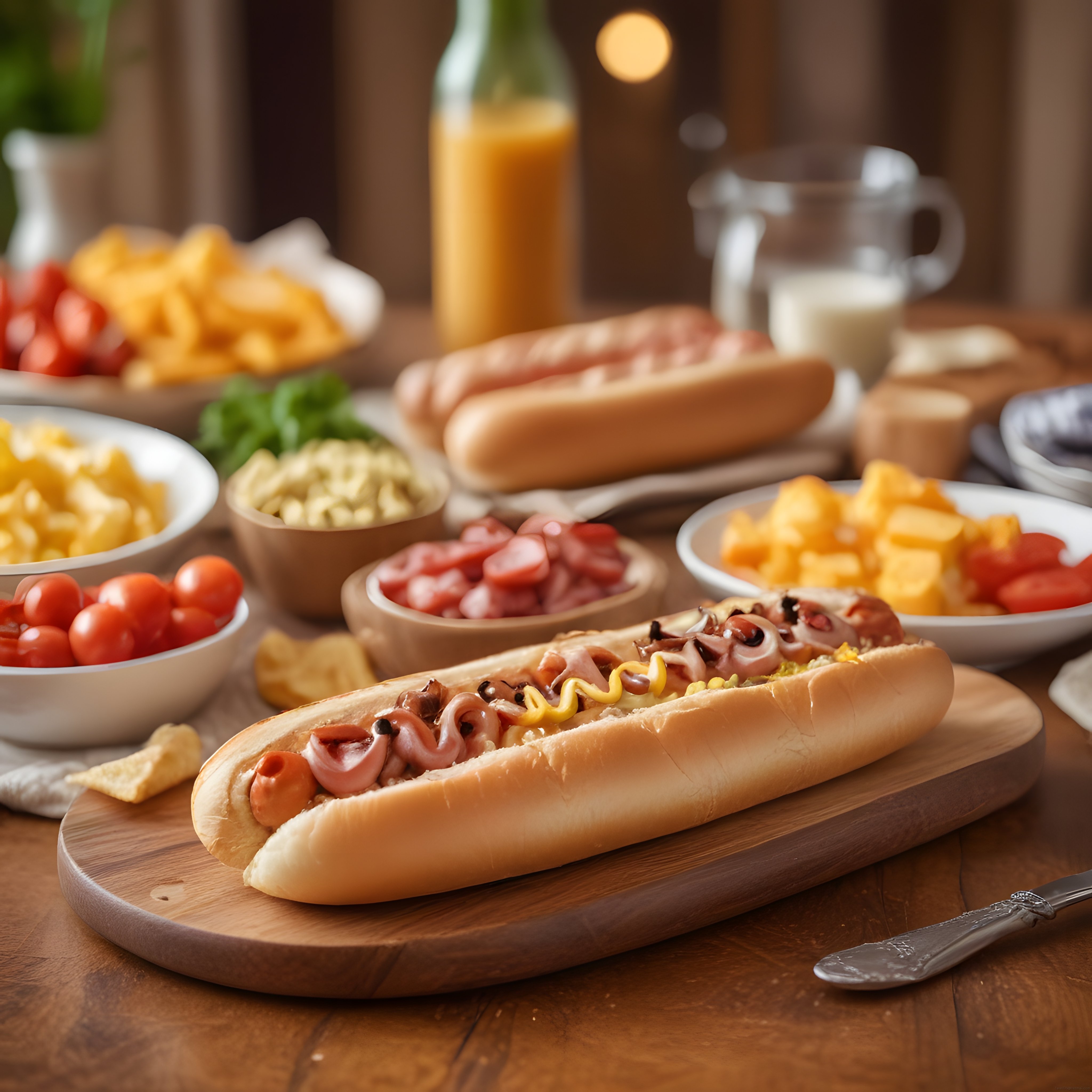 Evde Brunch Keyfi: Soslu Sandviç ve Taze Meyvelerle Dolu Kahvaltı Masası