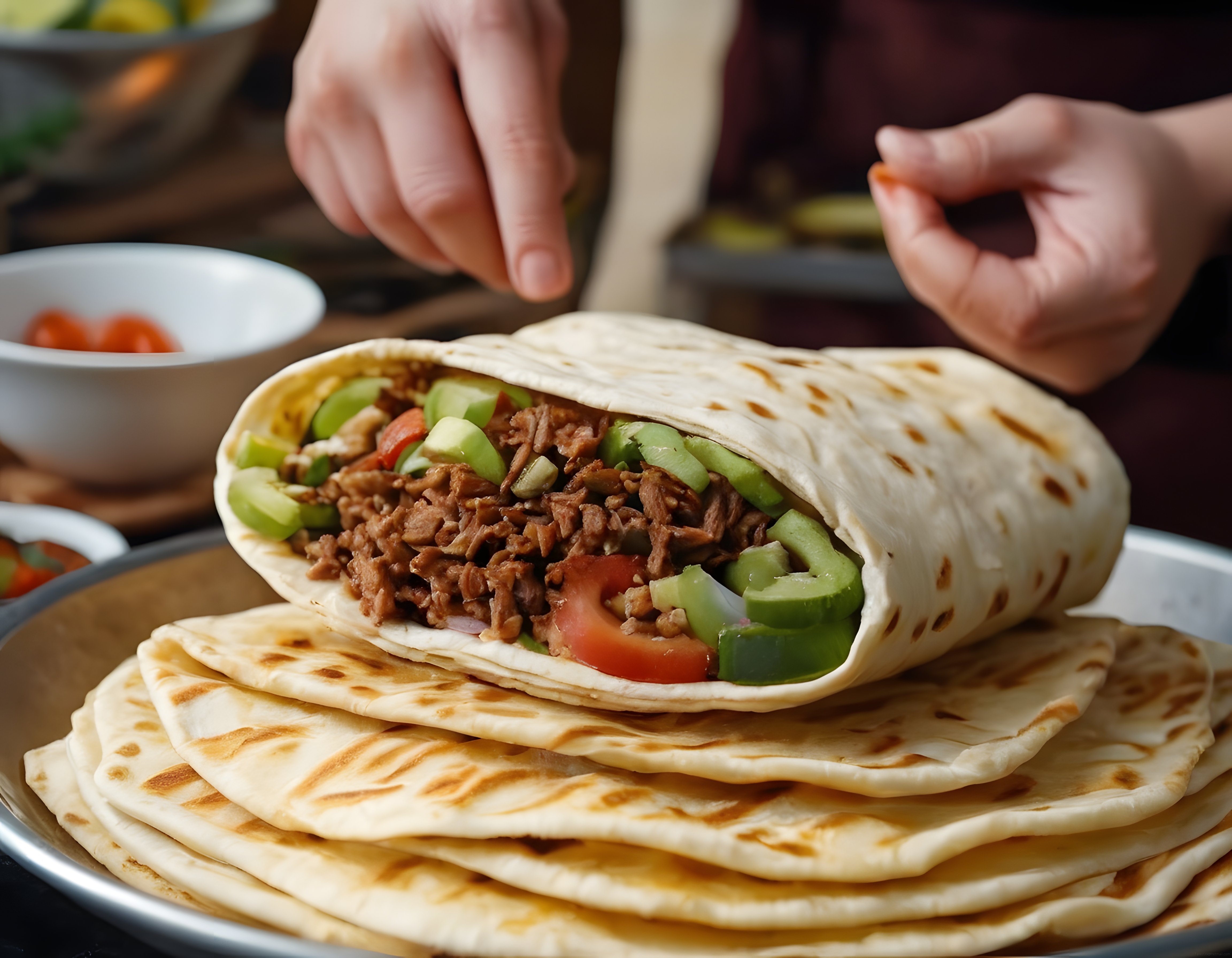 Evde Kolay Dürüm Hazırlama: Tortilla Arası Baharatlı Et ve Sebzeler