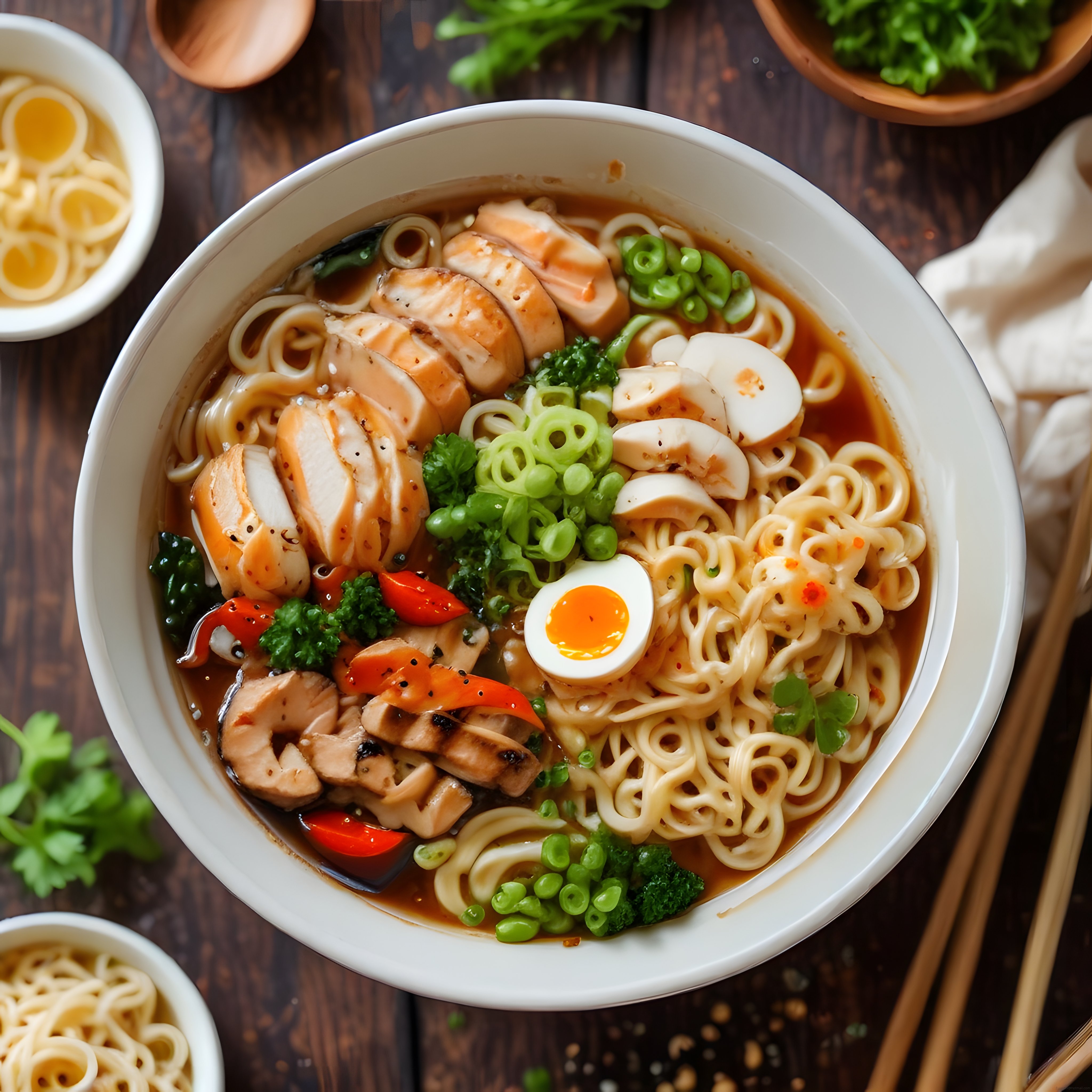 Evde Kolayca Yapılabilir Tavuklu Mantarlı ve Yumurtalı Ramen Çorbası Tarifi