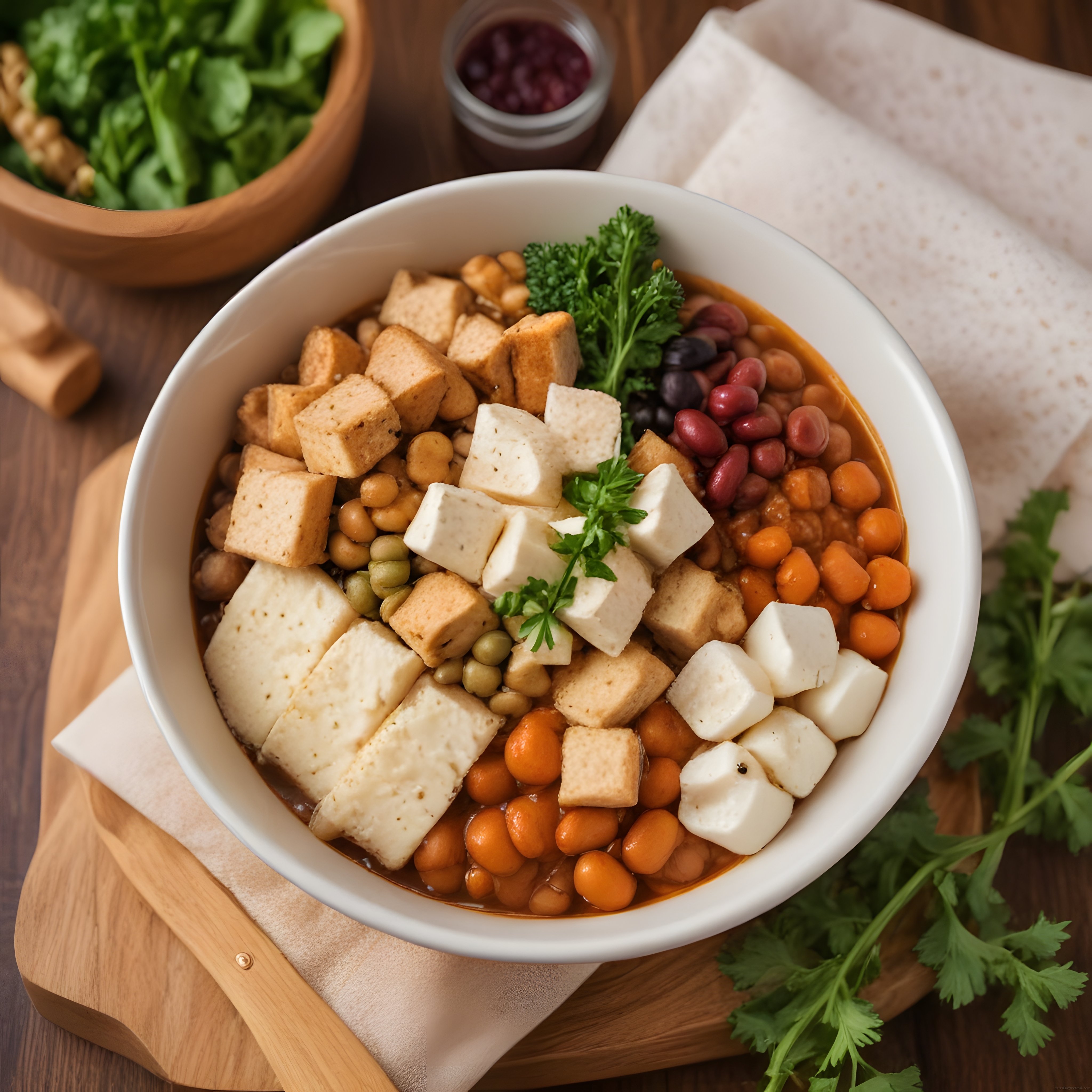 Evde Tofu ve Baklagillerle Besleyici Vegan Protein Kasesi Hazırlama