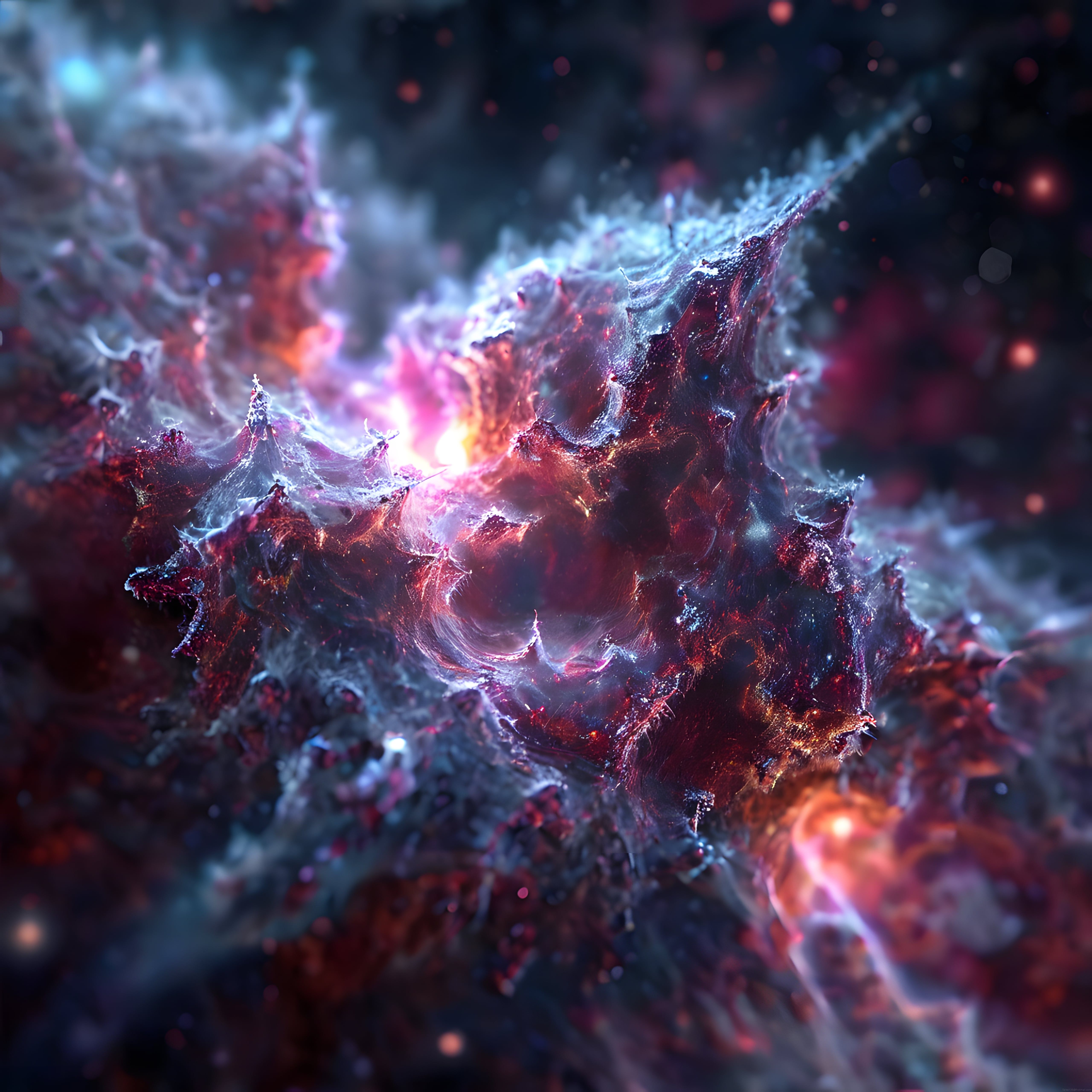 Evrendeki Renkli Nebula ve Kozmik Işıkların Büyüleyici Uzay Manzarası