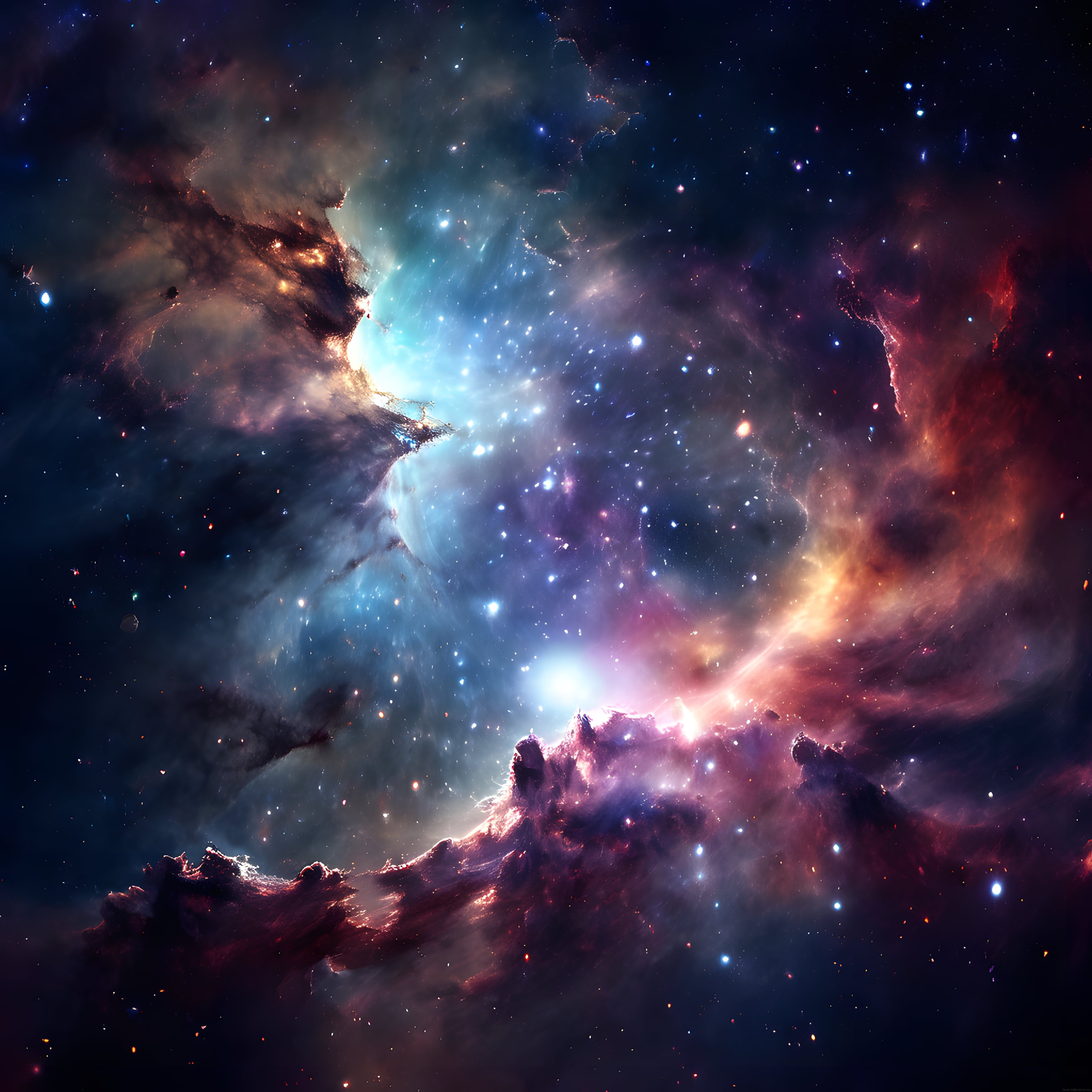 Evrenin Büyüleyici Derinliklerinde Renkli Nebula ve Parlayan Yıldızlar