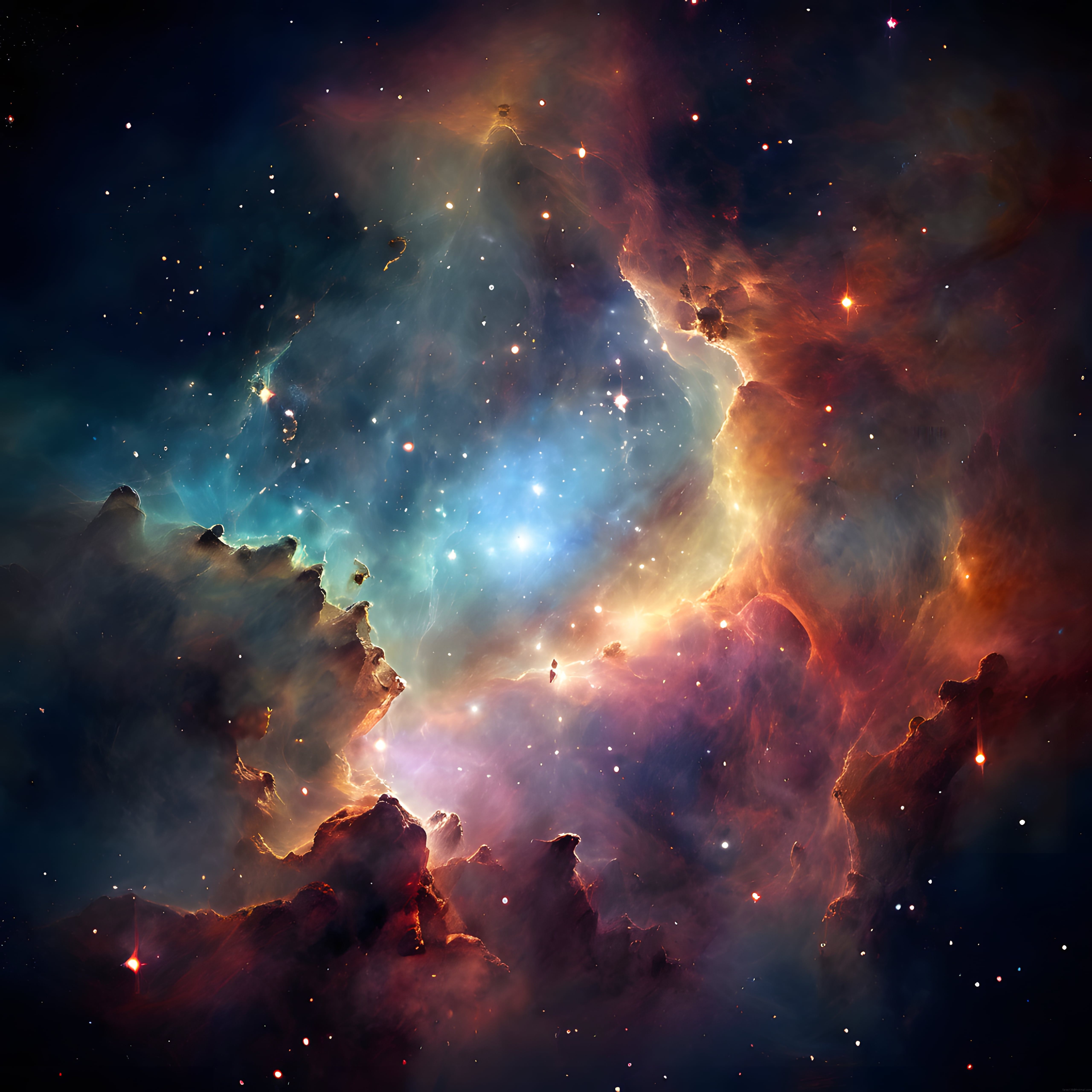 evrenin derinliklerinde nebula bulutsuları ve yıldızların büyüleyici dansı