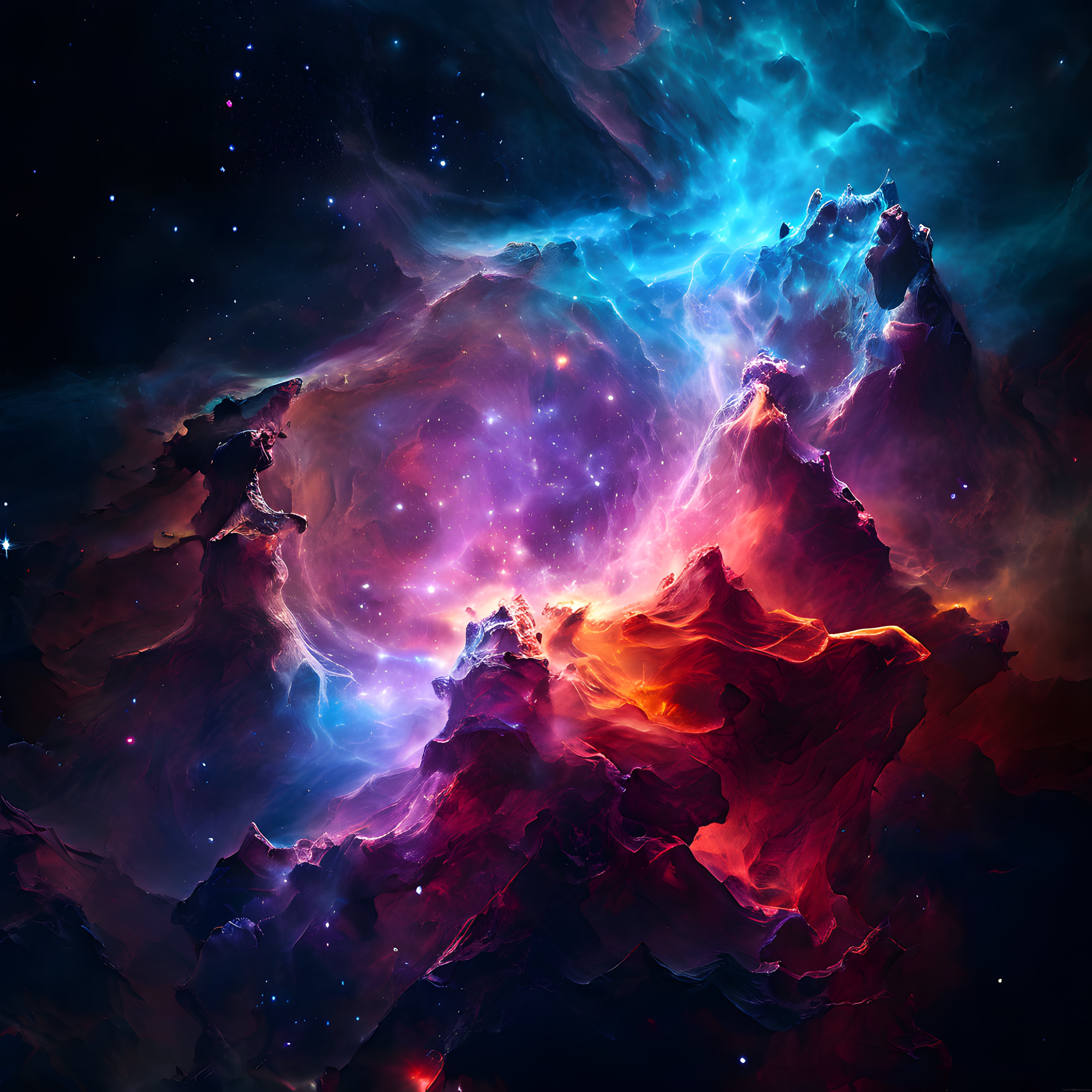 Evrenin Derinliklerinde Renkli Bir Nebula ve Yıldızların Büyüleyici Dansı