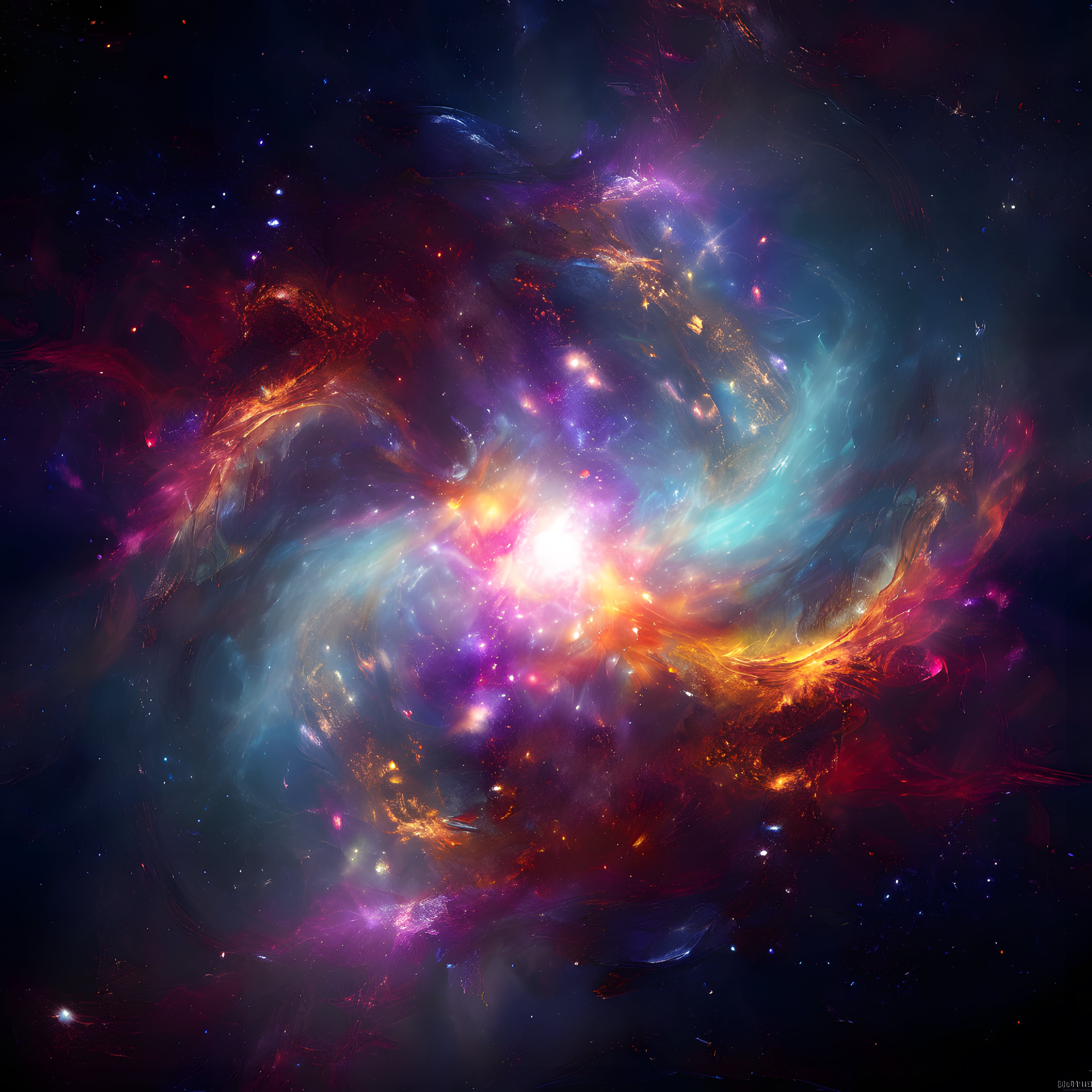 Evrenin Derinliklerindeki Renkli Nebula ve Yıldızlı Gökyüzü Manzarası