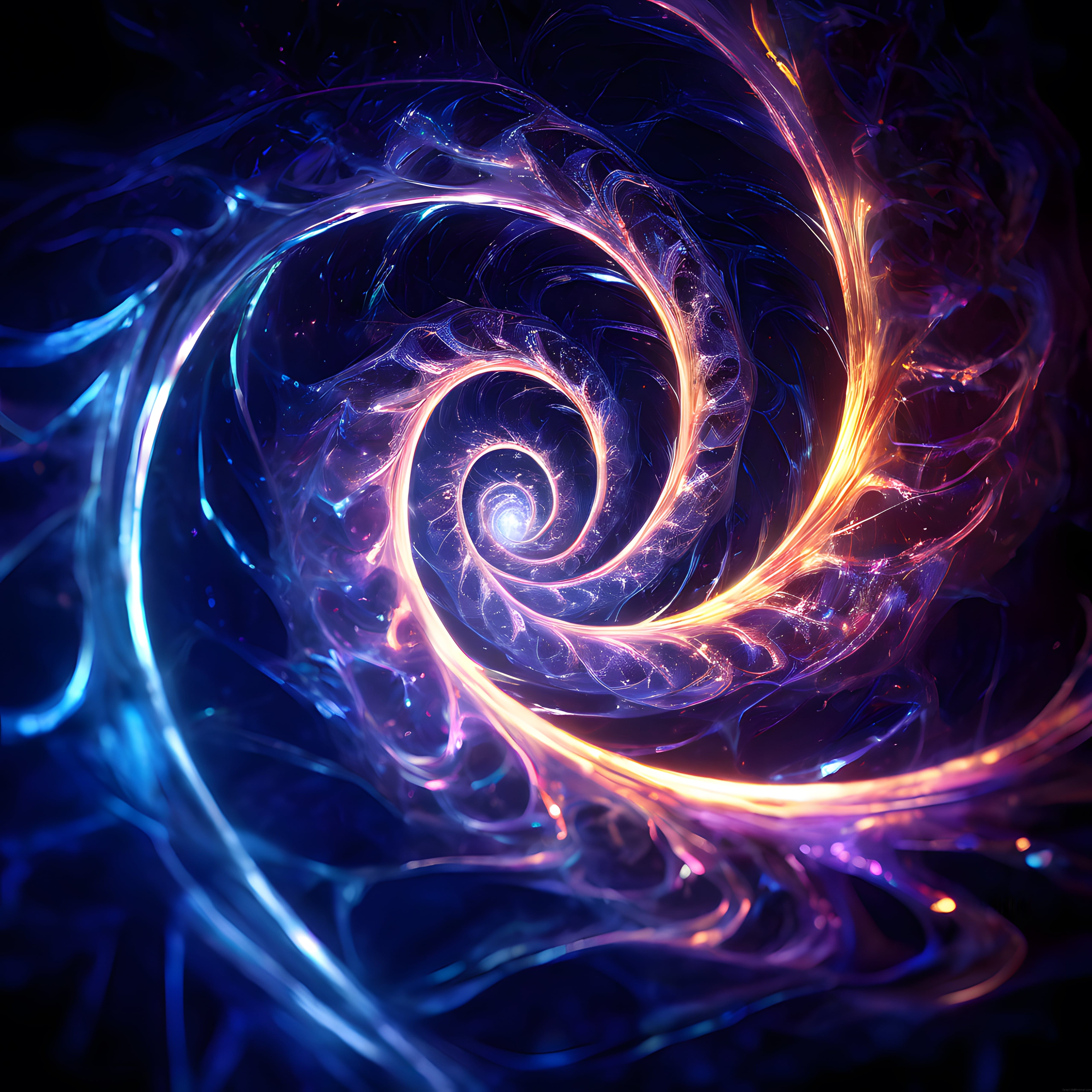 Evrensel Enerji Akışı: Soyut Neon Spiral ve Dijital Kozmik Işık Şöleni