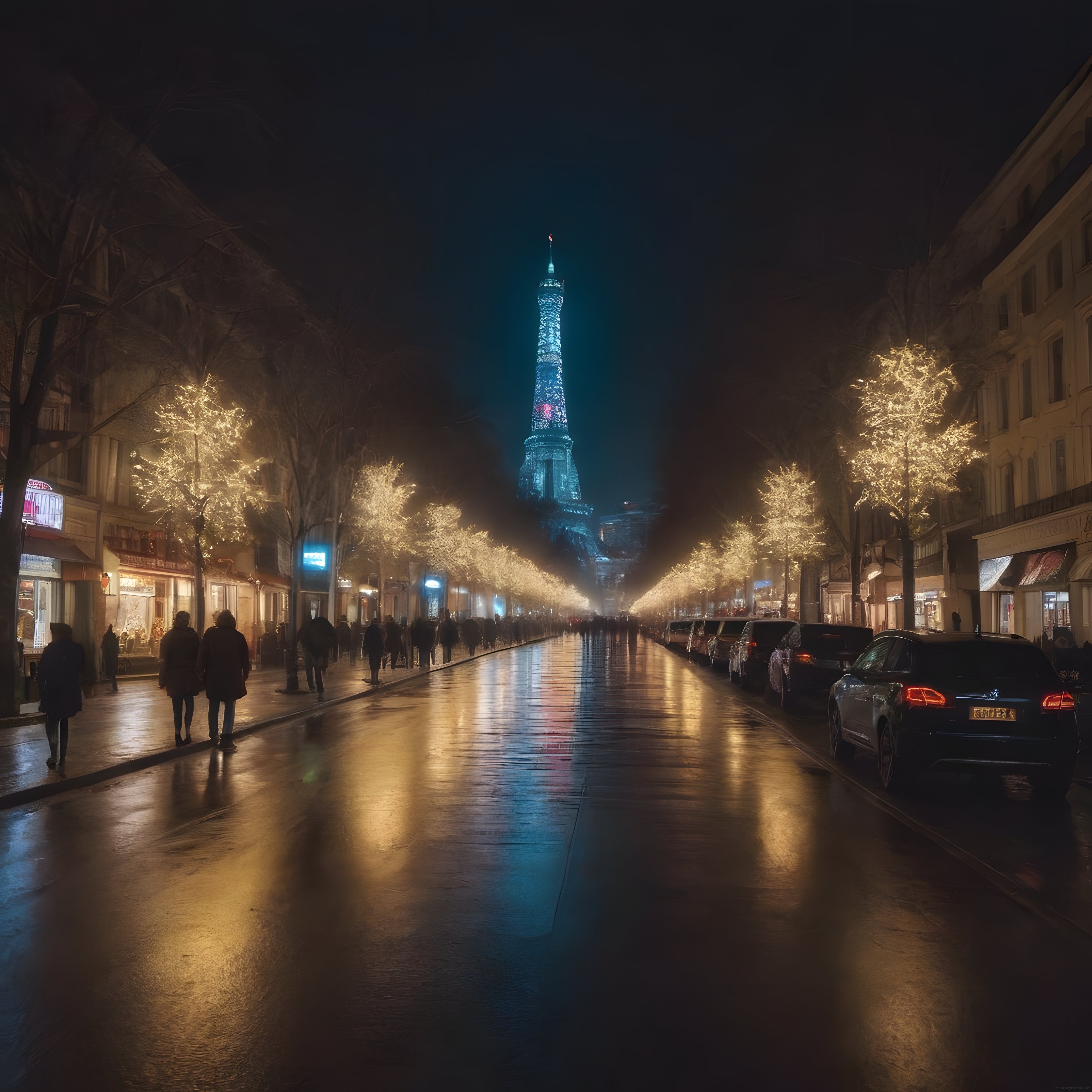 Eyfel Kulesi'nin Büyüleyici Işıkları ve Paris'te Işıklı Ağaçların Gecesi