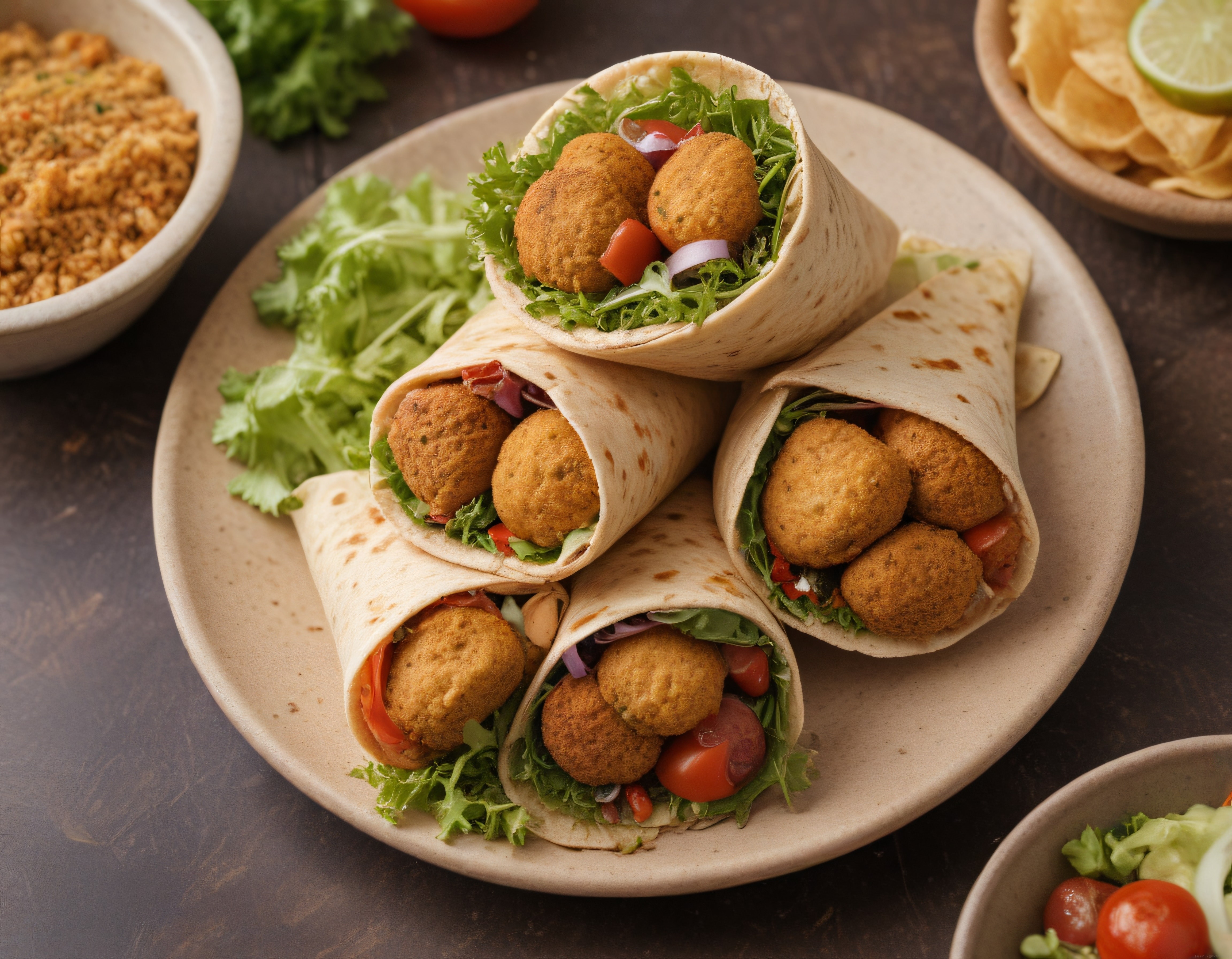 Falafel Dolgulu Lavaş Dürüm: Orta Doğu Sokak Lezzetinin Renkli Sunumu