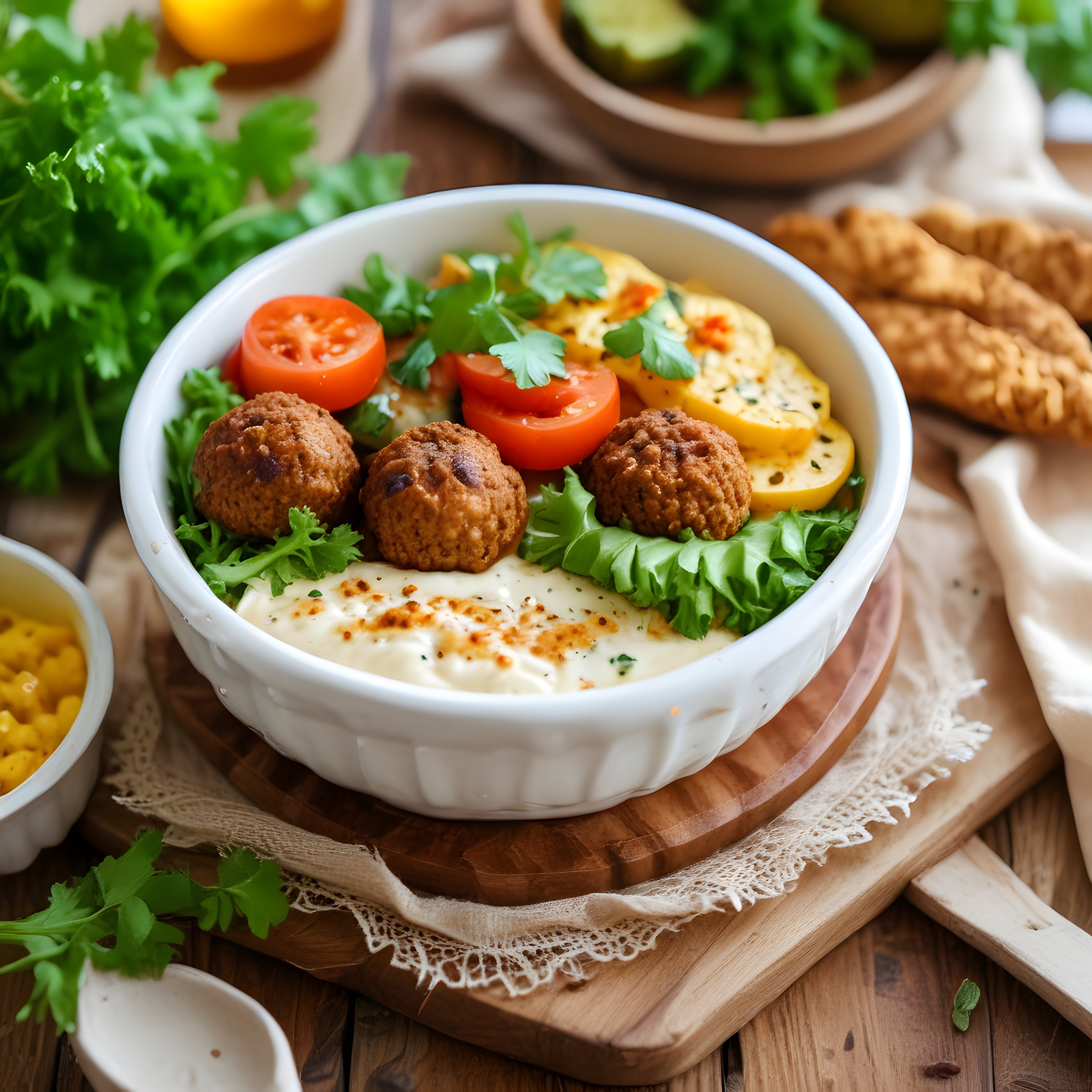 Falafel Kasesi: Taze Sebzeler, Tahin Sosu ve Kızarmış Toplarla Sağlıklı Öğün