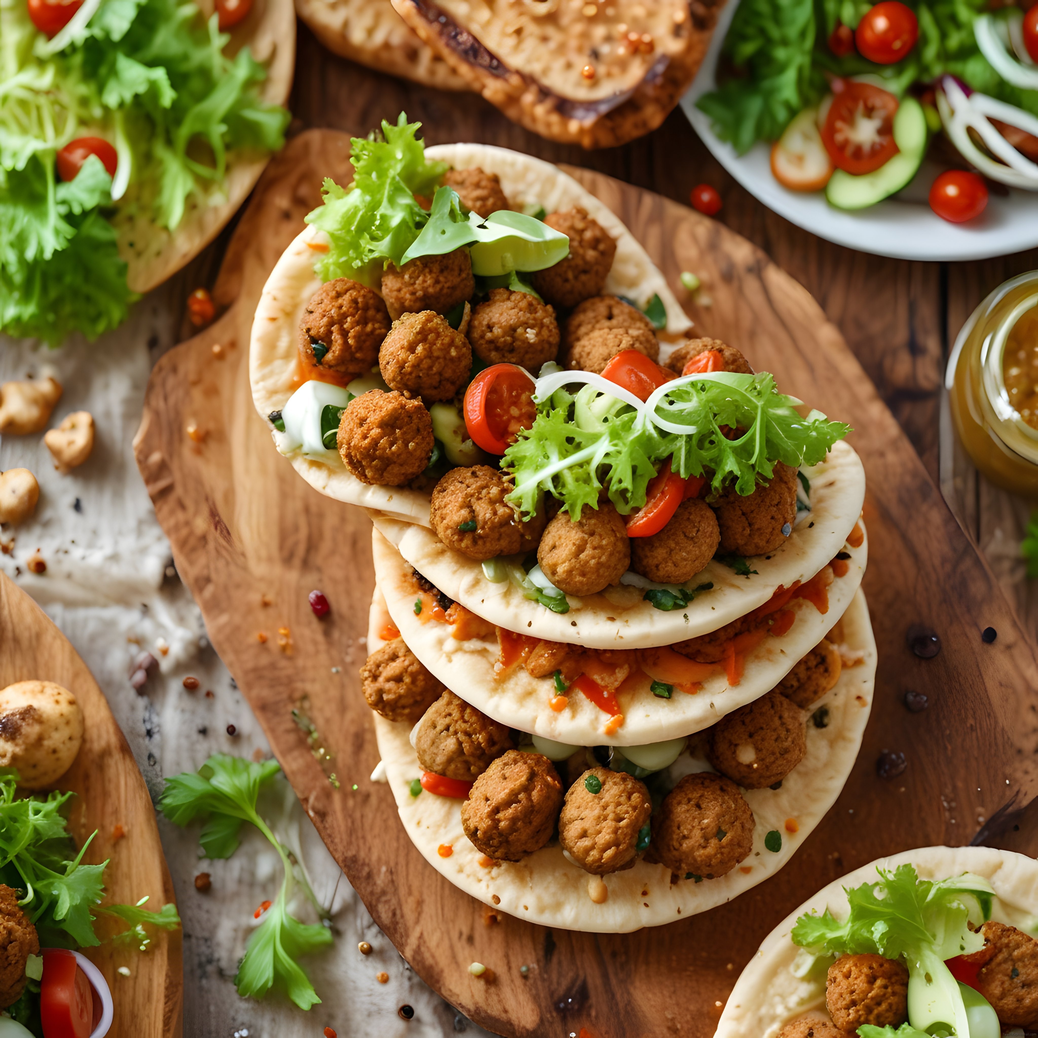 Falafel Köfteleri ve Taze Salata ile Zengin Ortadoğu Street Food Tabağı