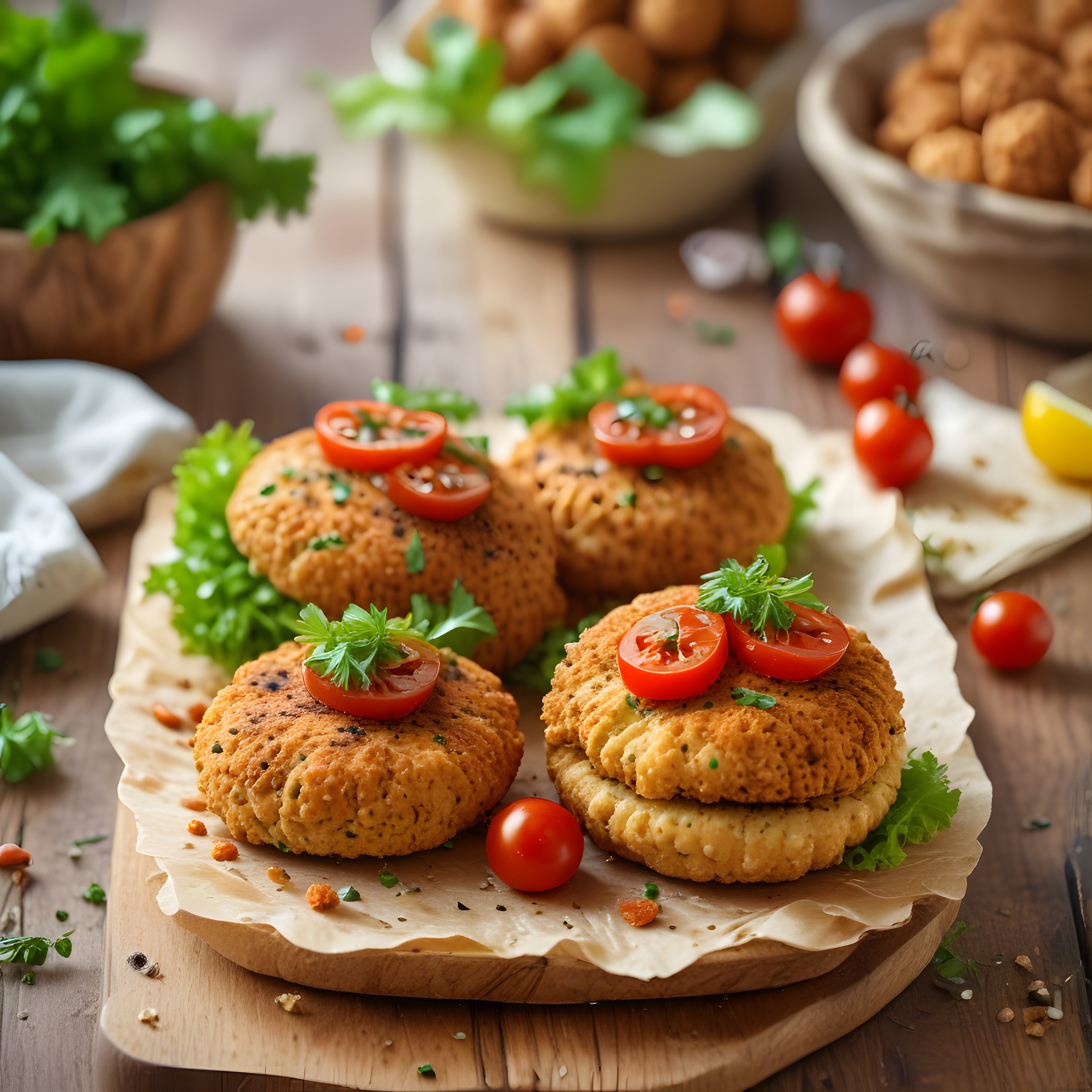 Falafel Tarifi: Ev Yapımı Nohut Köfteleri, Taze Domates ve Yeşilliklerle Sunum
