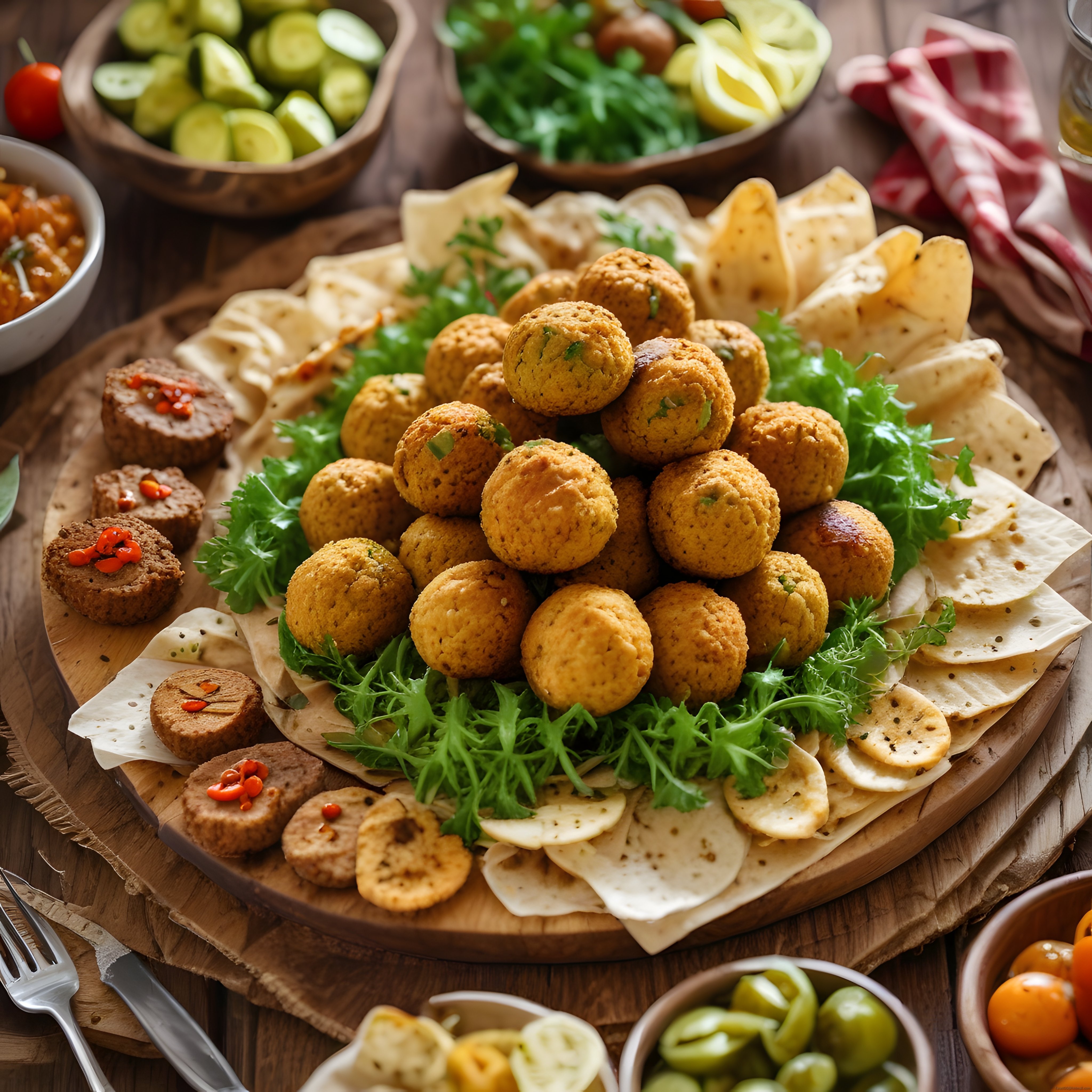 Falafel Toplarıyla Hazırlanan Nefis Ortadoğu Mutfağı Sunum Tabağı