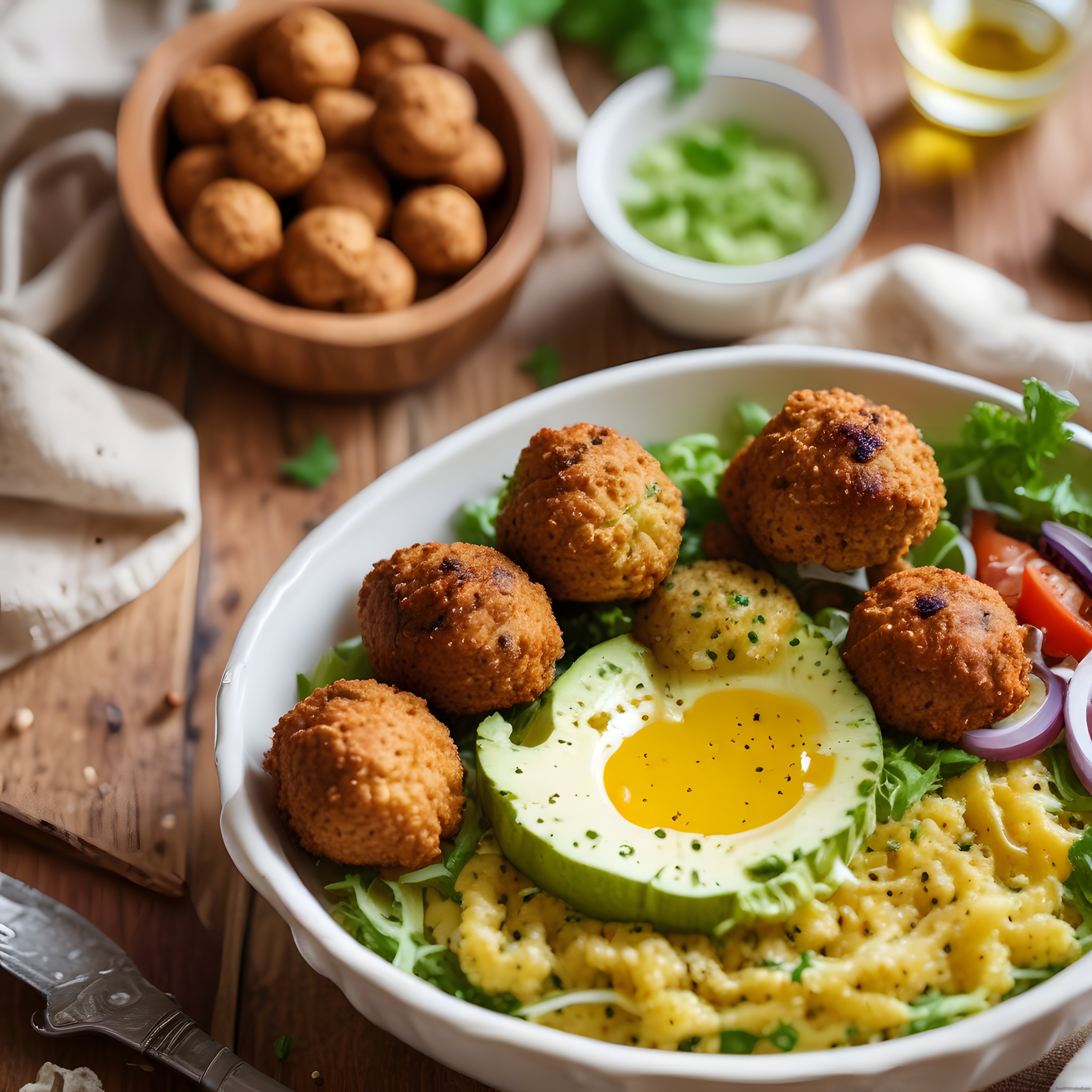 Falafel ve Avokadolu Kahvaltı Tabağı: Sağlıklı ve Lezzetli Brunch Sunumu