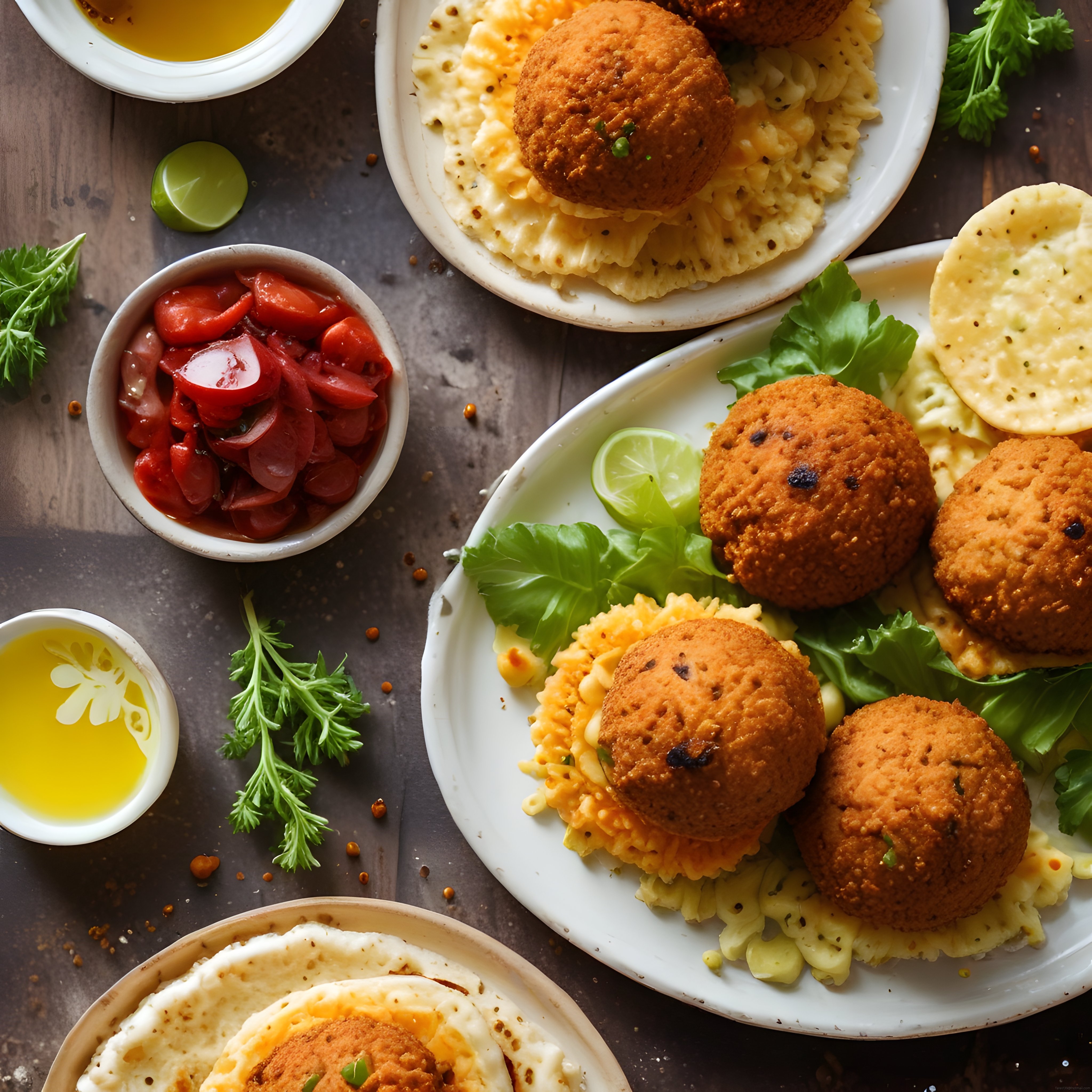 Falafel ve humus servisi: Ortadoğu mutfağından renkli ve lezzetli bir sunum