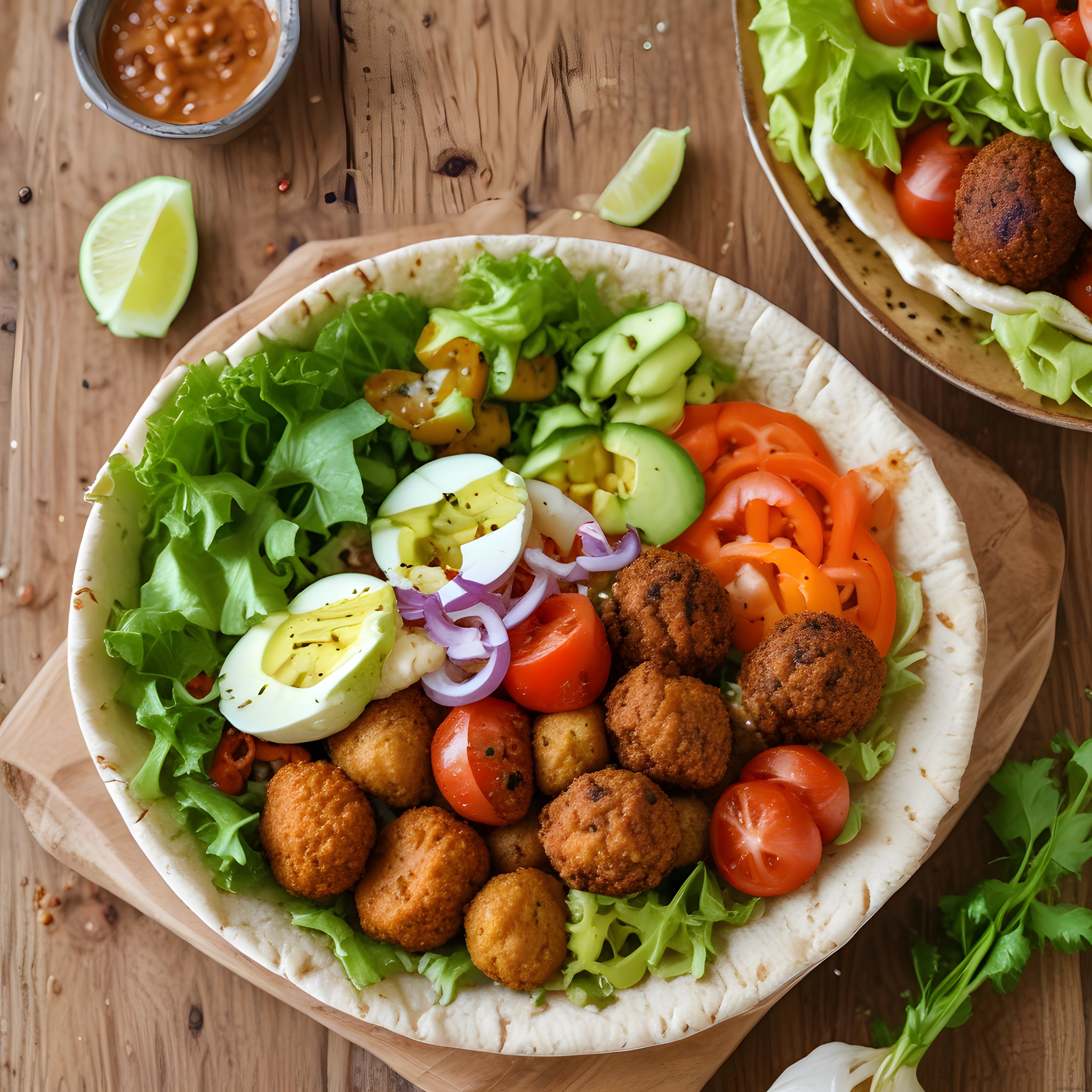 Falafel ve Taze Sebzelerle Hazırlanan Besleyici Gün Ortası Kasesi