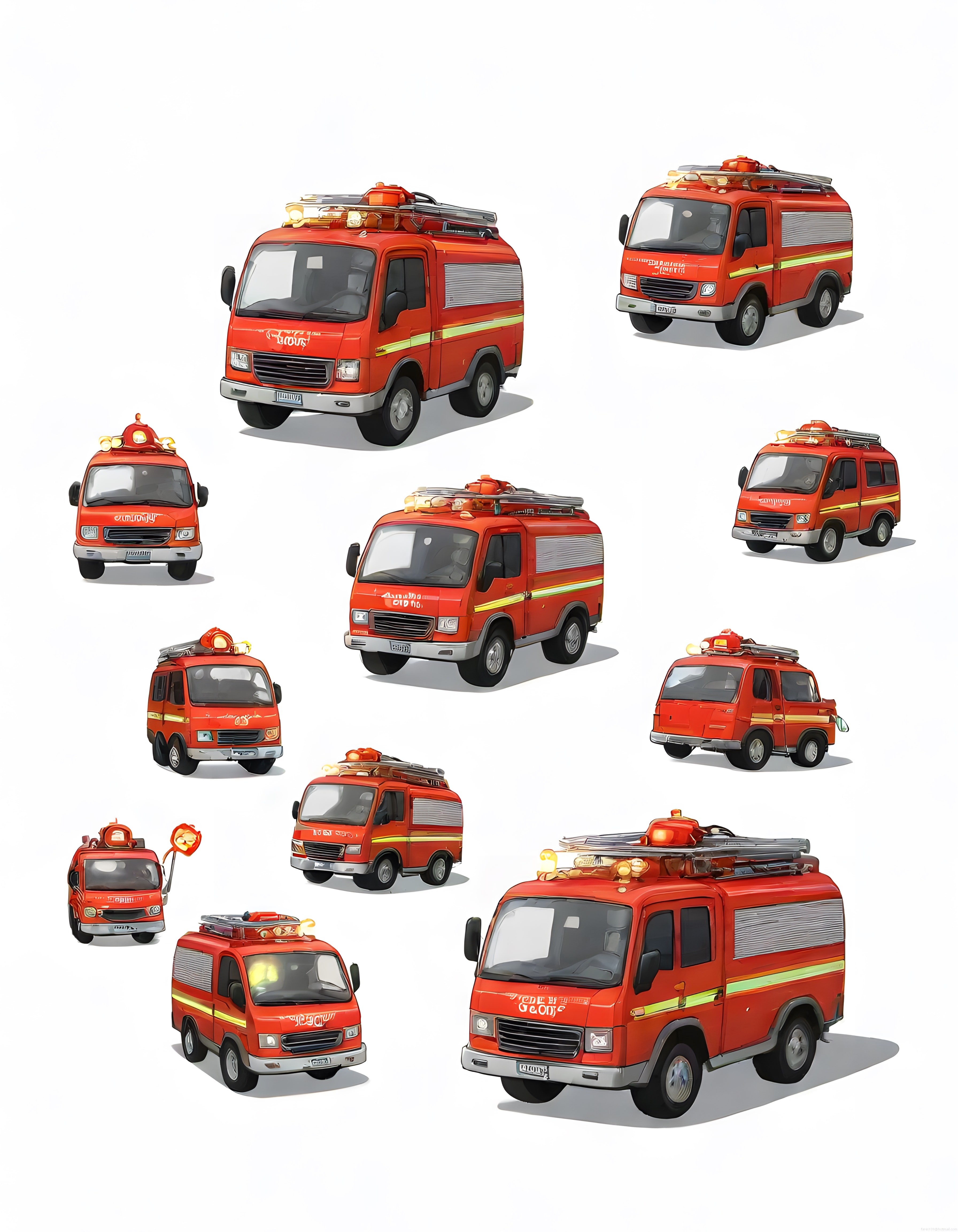 Farklı Açılardan Çizilmiş Kırmızı İtfaiye Araçları ve Kamyonları Koleksiyonu Farklı Açılardan Çizilmiş Kırmızı İtfaiye Araçları ve Kamyonları Koleksiyonu