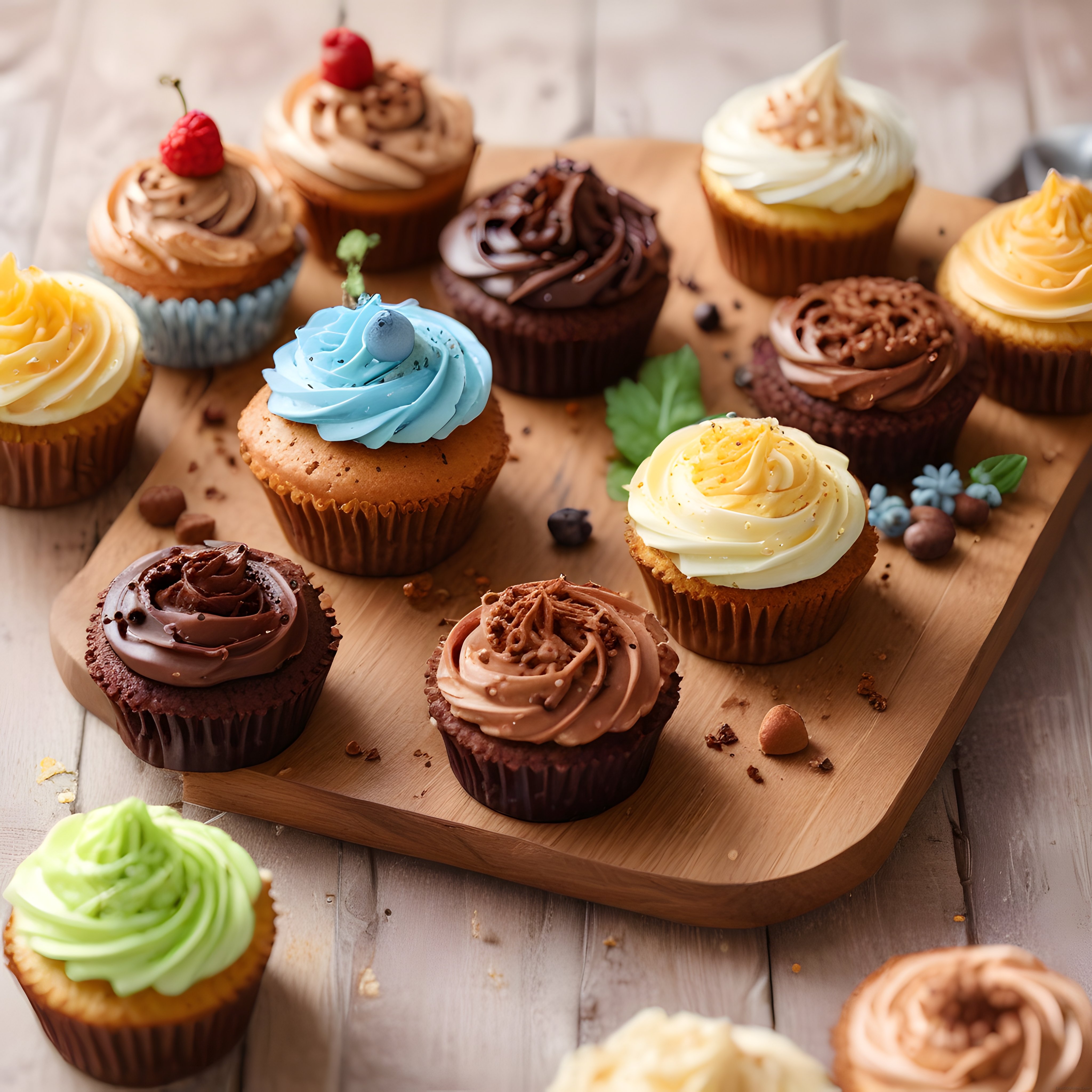Farklı Renklerde Kapkek ve Cupcake Çeşitleriyle Leziz Tatlı Sunumu