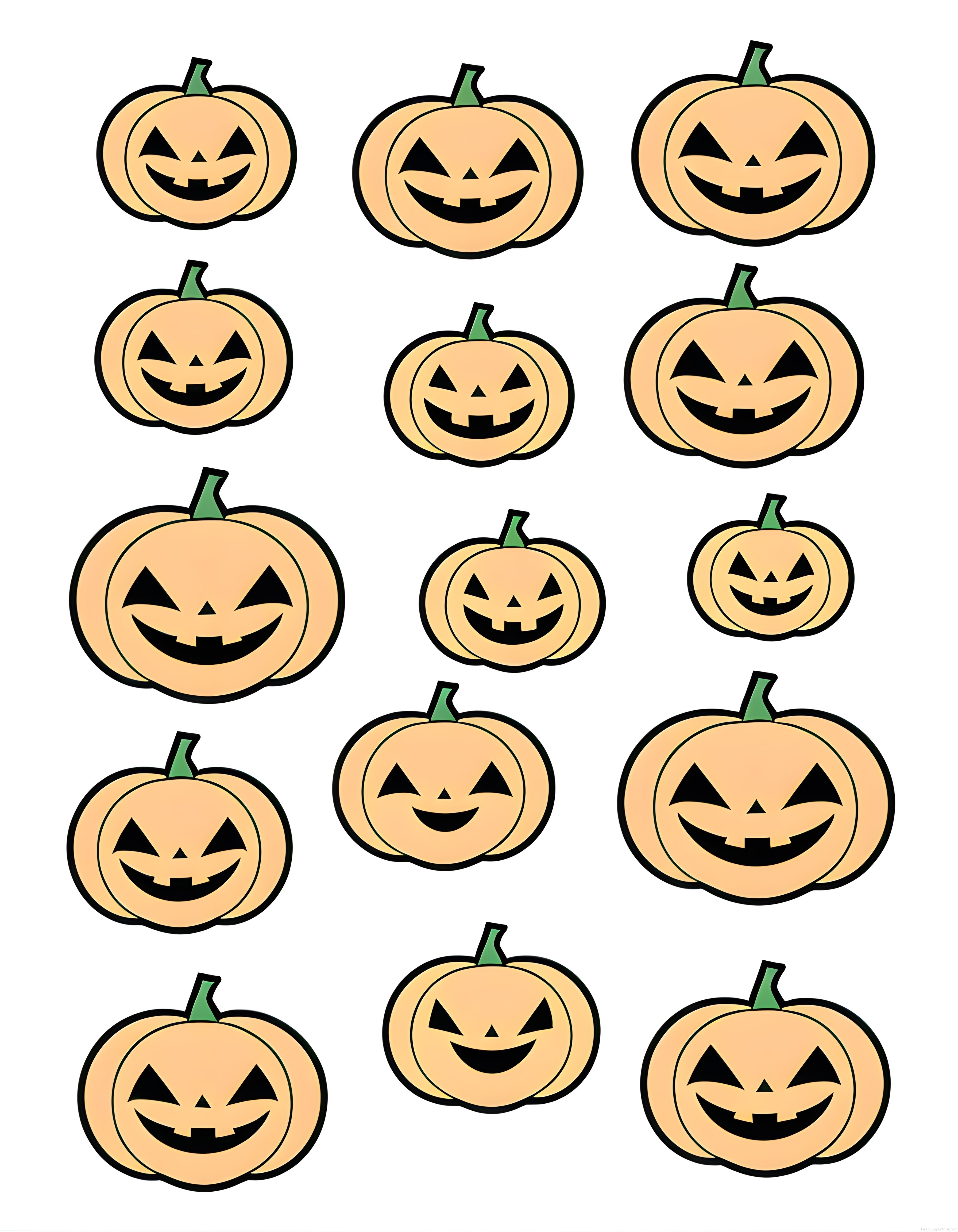 Farklı Yüz İfadelerine Sahip Sevimli Halloween Balkabağı Çizim Koleksiyonu