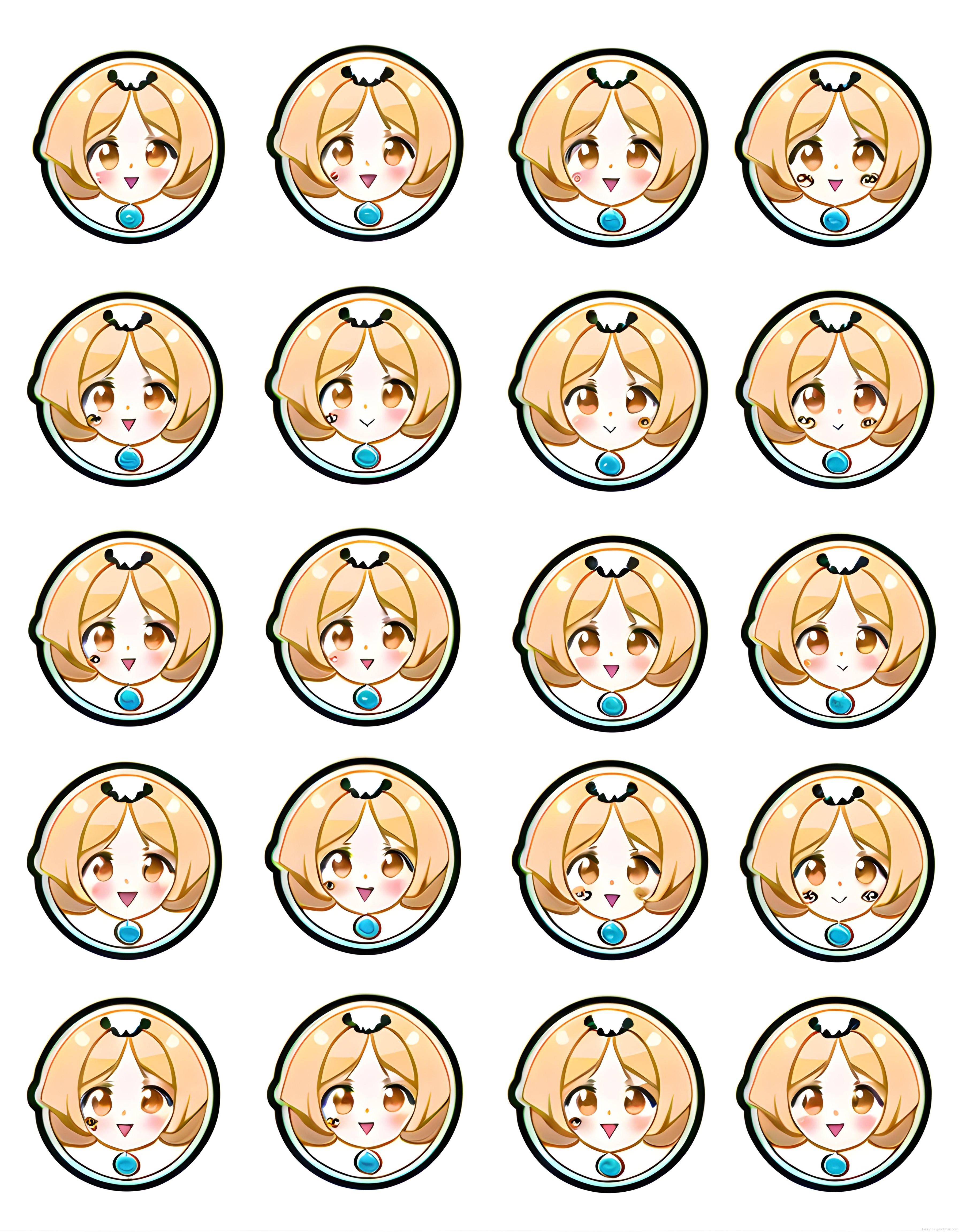 Farklı Yüz İfadeleriyle Anime Temalı Sevimli Chibi Karakter Avatar Seti