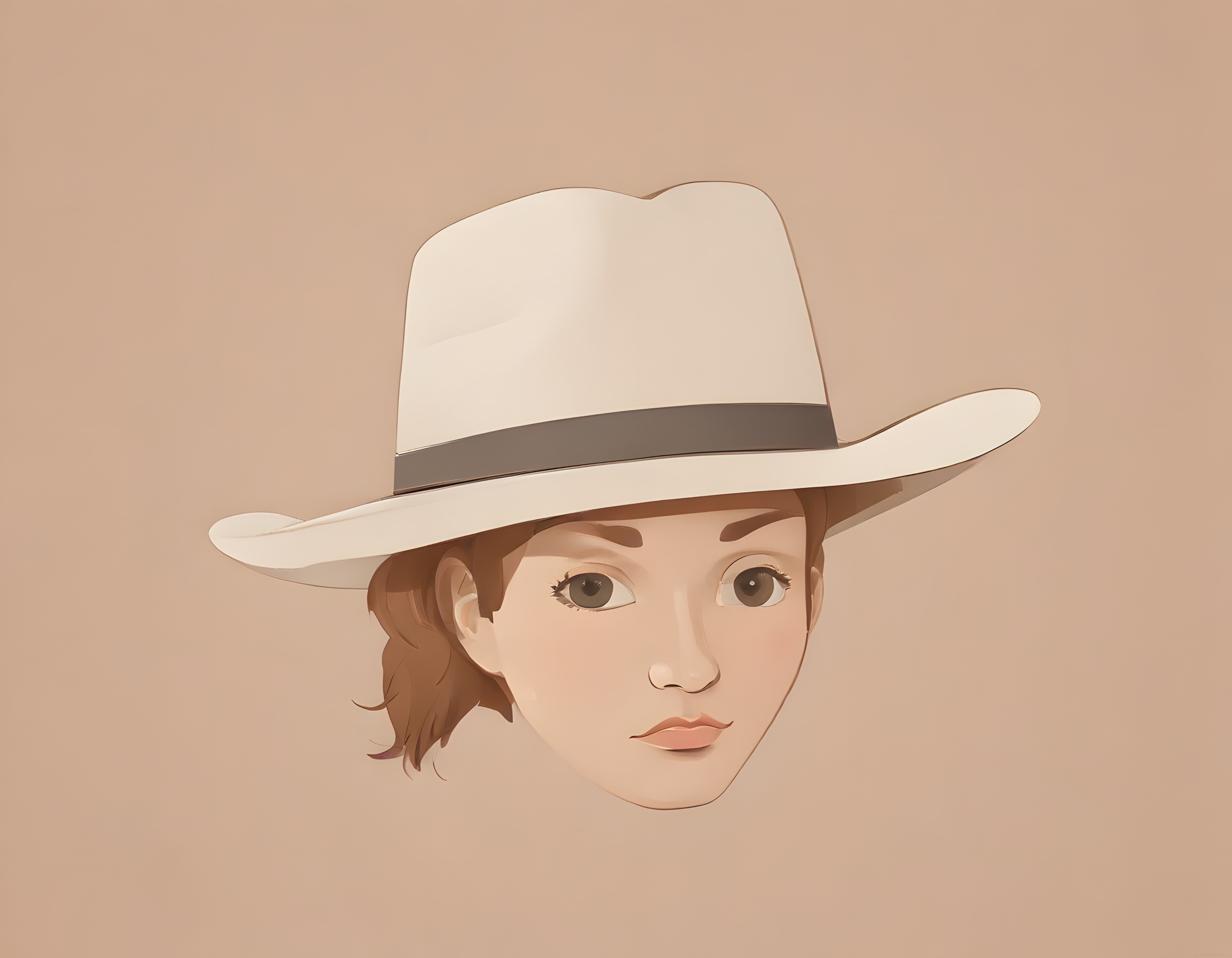 Fedora şapkalı 3D karakter portresi ve dijital illüstrasyon sanat çalışması