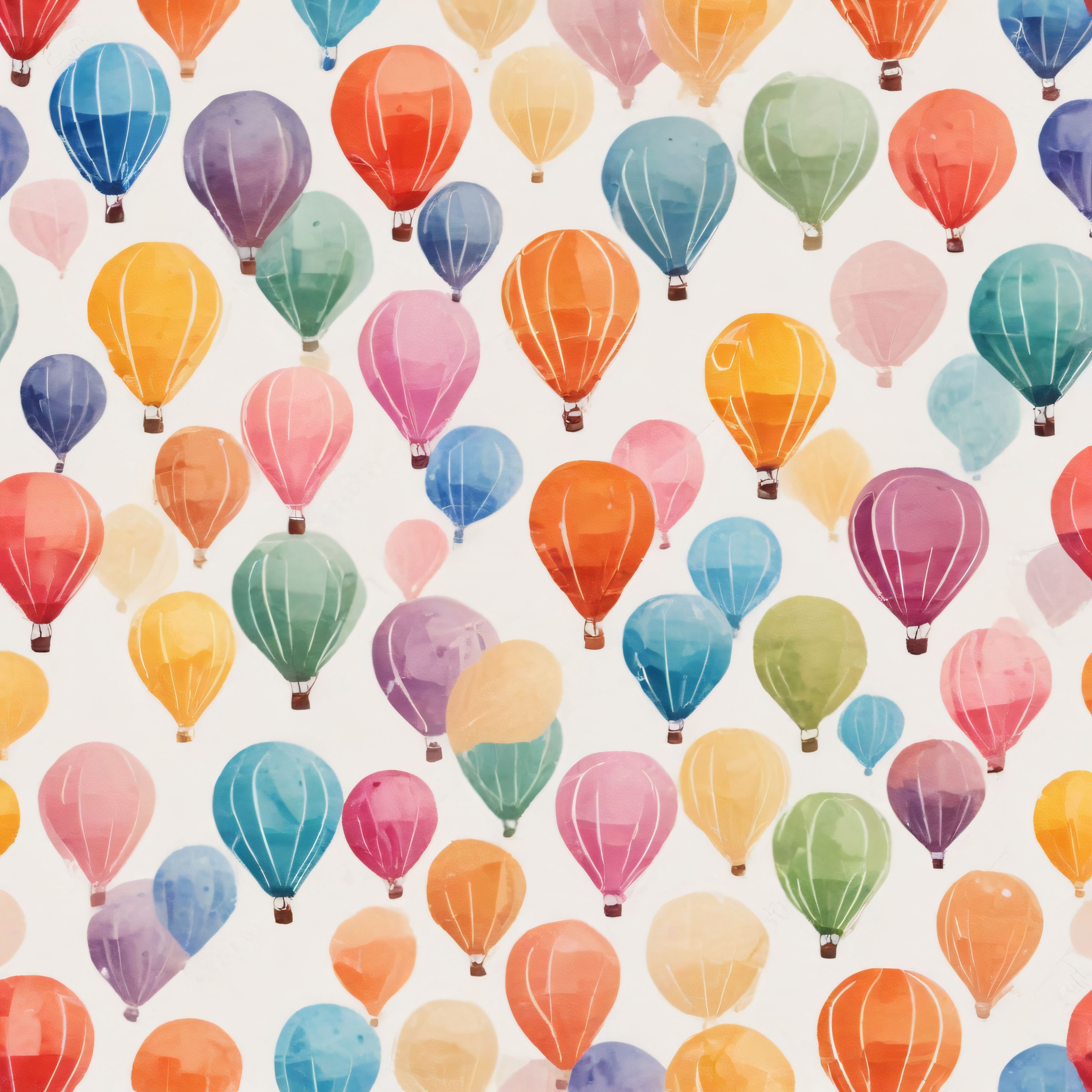 Feminen Suluboya Sıcak Hava Balon Deseni ile Rüya Gibi Arka Plan