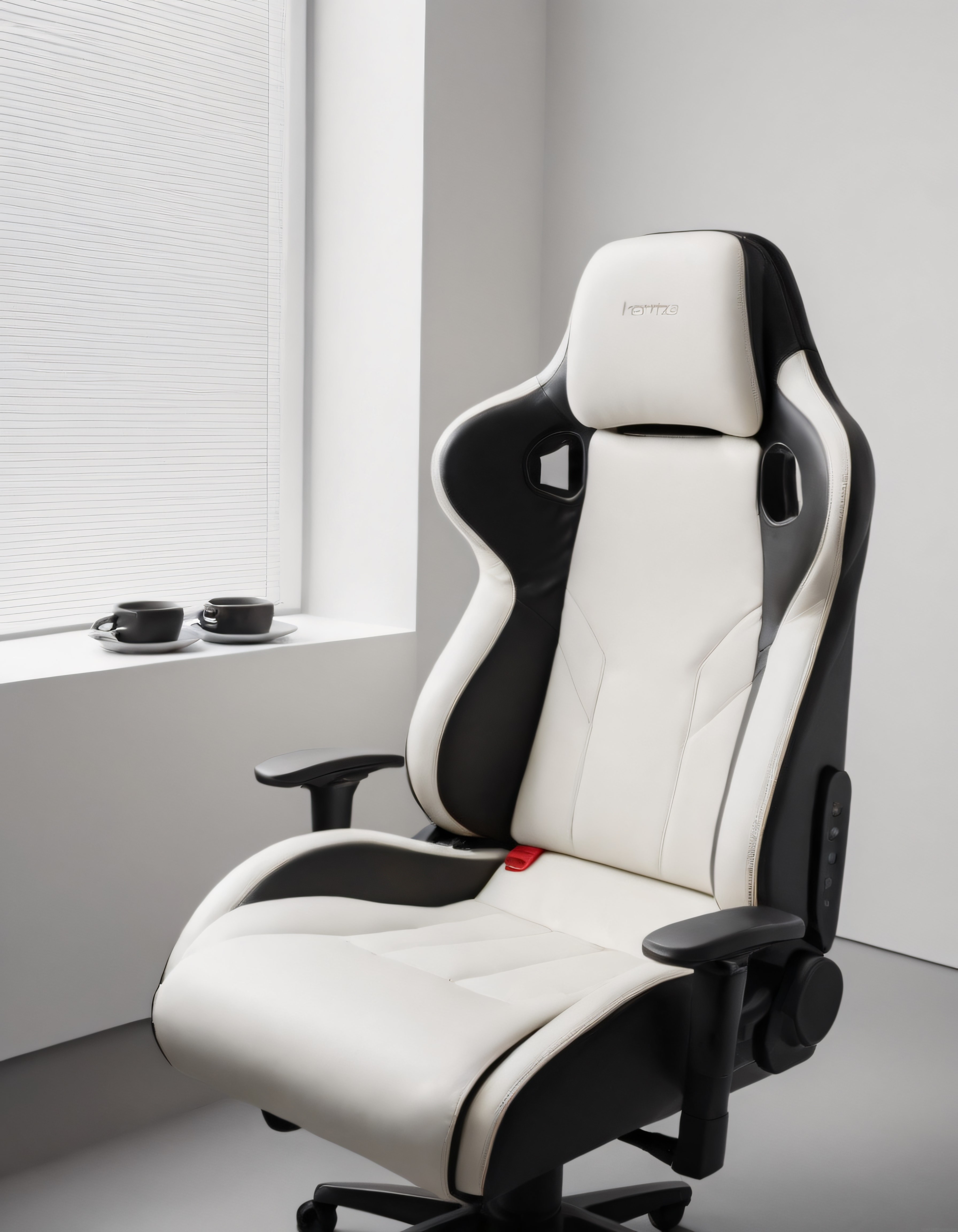 Ferah Ofis Köşesinde Şık Siyah Beyaz Ergonomik Oyuncu Koltuğu
