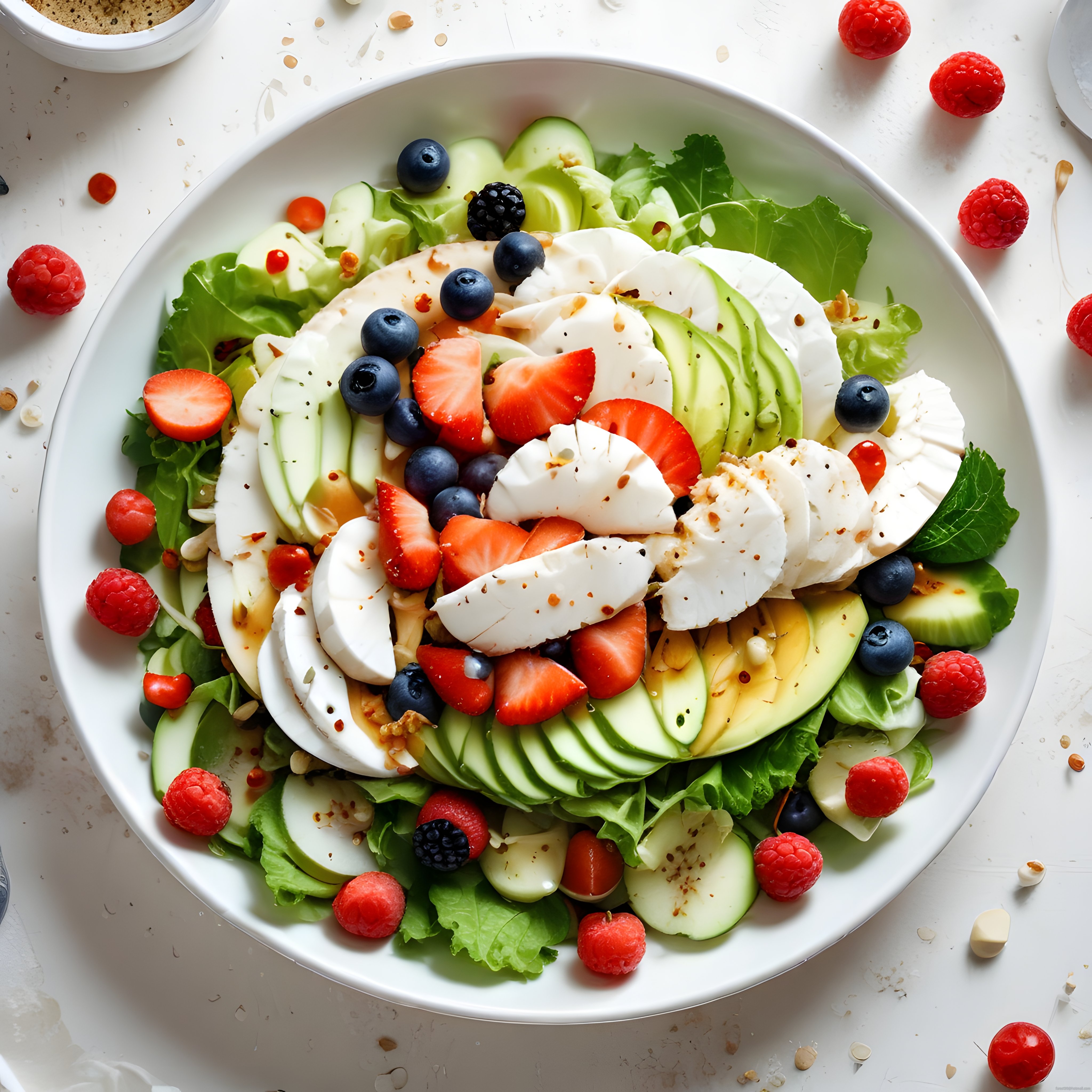 Ferah ve Lezzetli: Yaz Salatası, Avokado, Mozzarella ve Orman Meyveleri