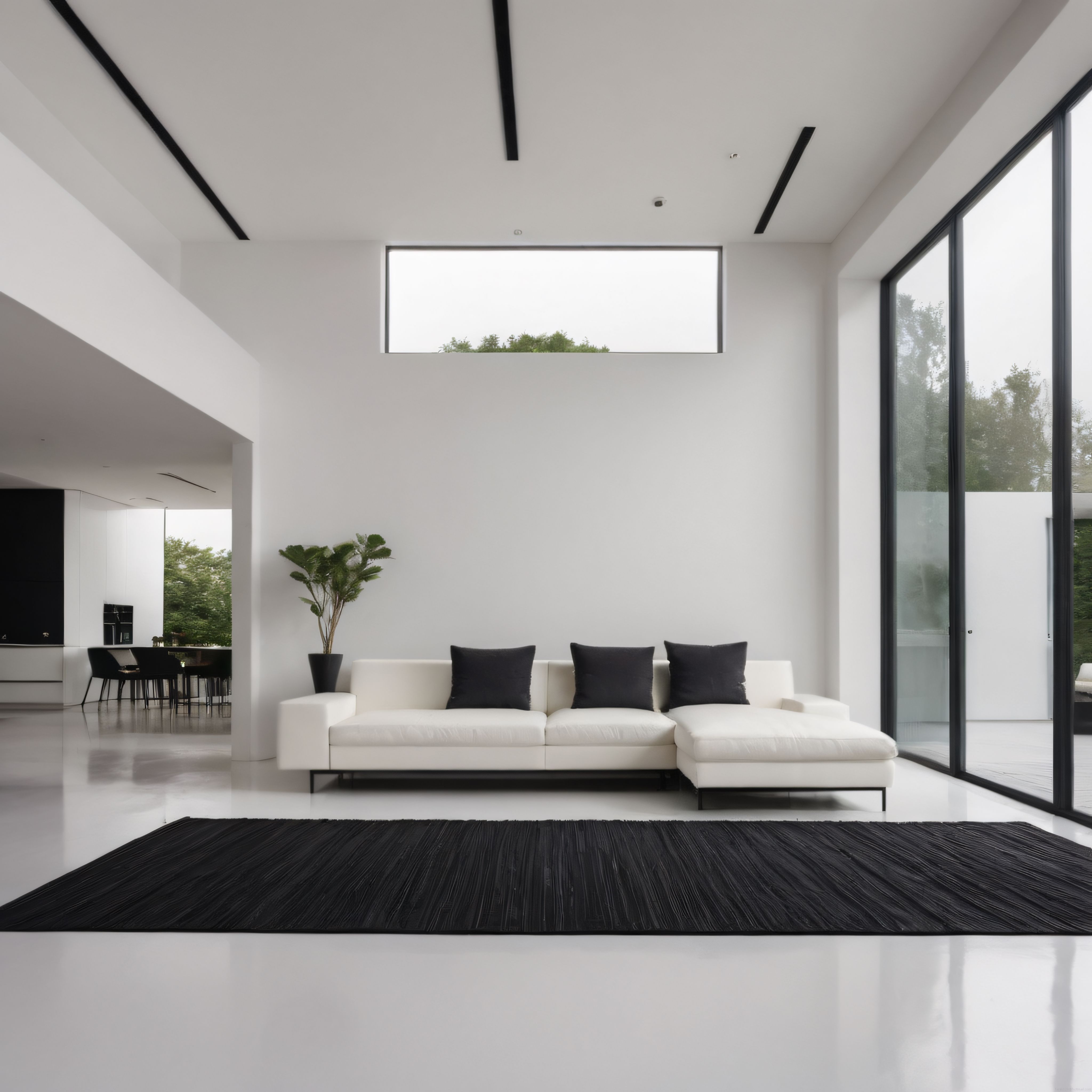 Ferah ve Modern Minimalist Salon: Beyazın Etkileyici İç Mekan Tasarımı