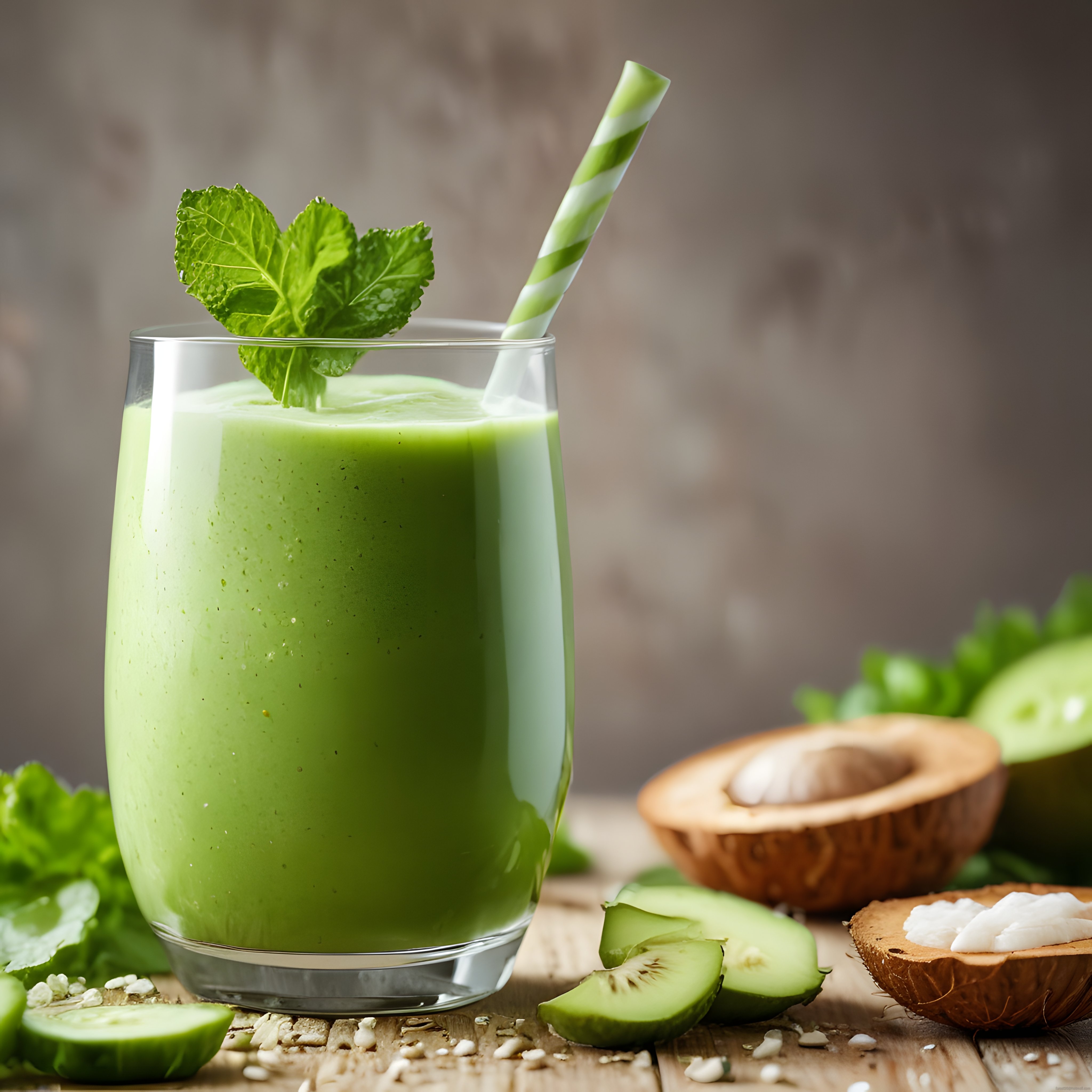 Ferahlatıcı Yeşil Detox Smoothie: Salatalık, Nane ve Hindistan Cevizi ile