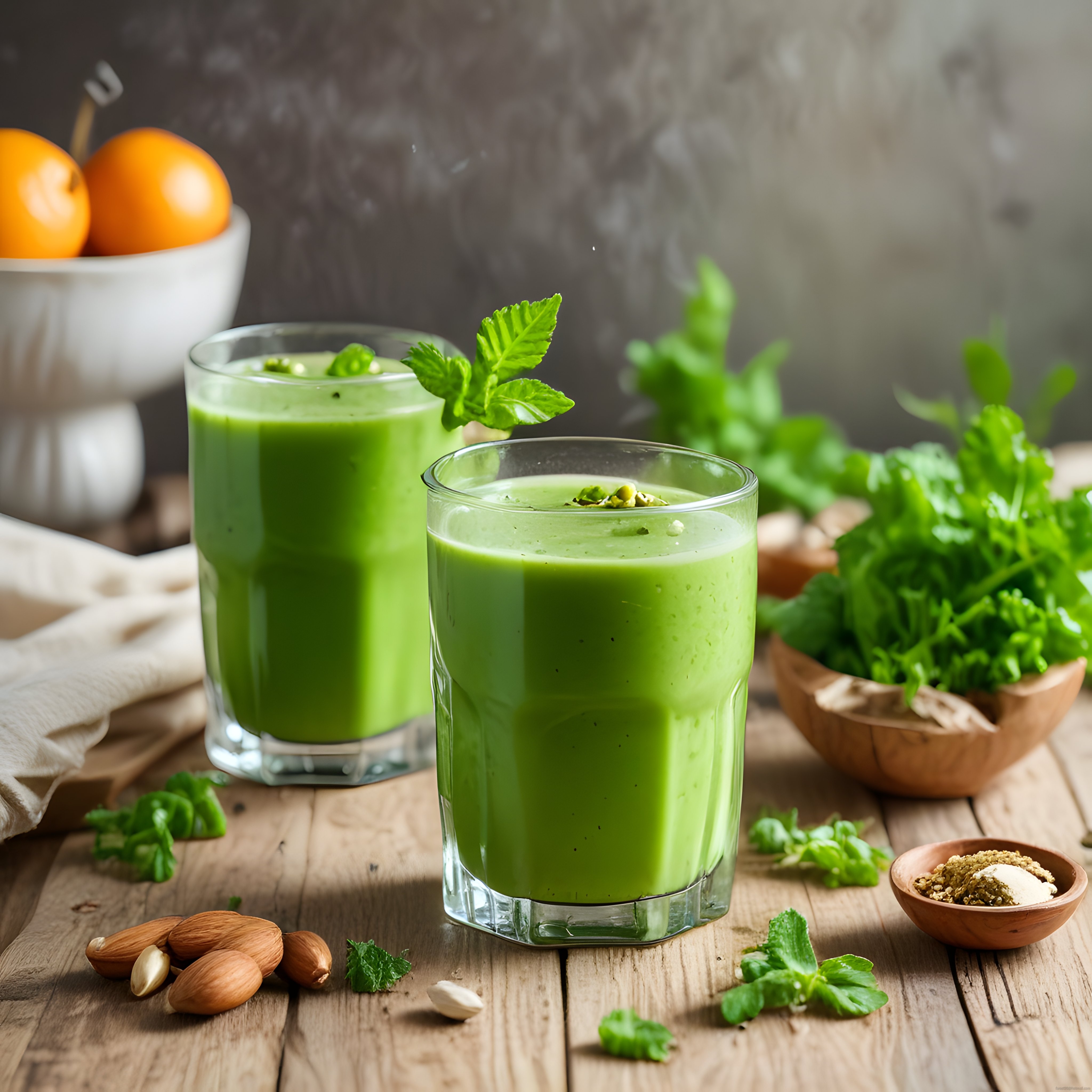 Ferahlatıcı Yeşil Detox Smoothie ve Sağlıklı Kahvaltı Masası Düzeni