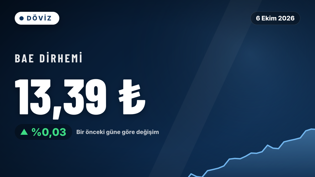 BAE Dirhemi 13,39 TL seviyesinde yatay seyretti