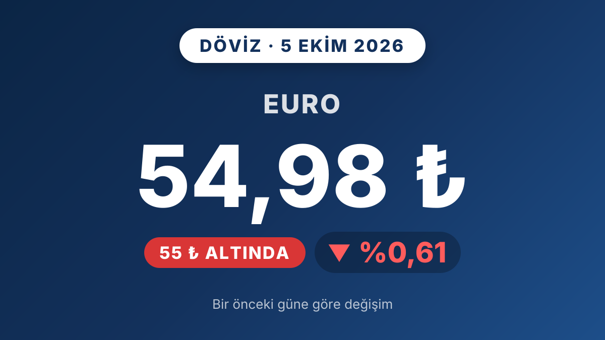Euro 55 TL seviyesinin altına indi