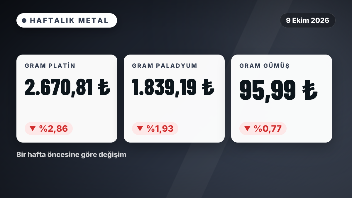 Gram platin yüzde 2,86 geriledi, ons platin yüzde 3,25 düştü