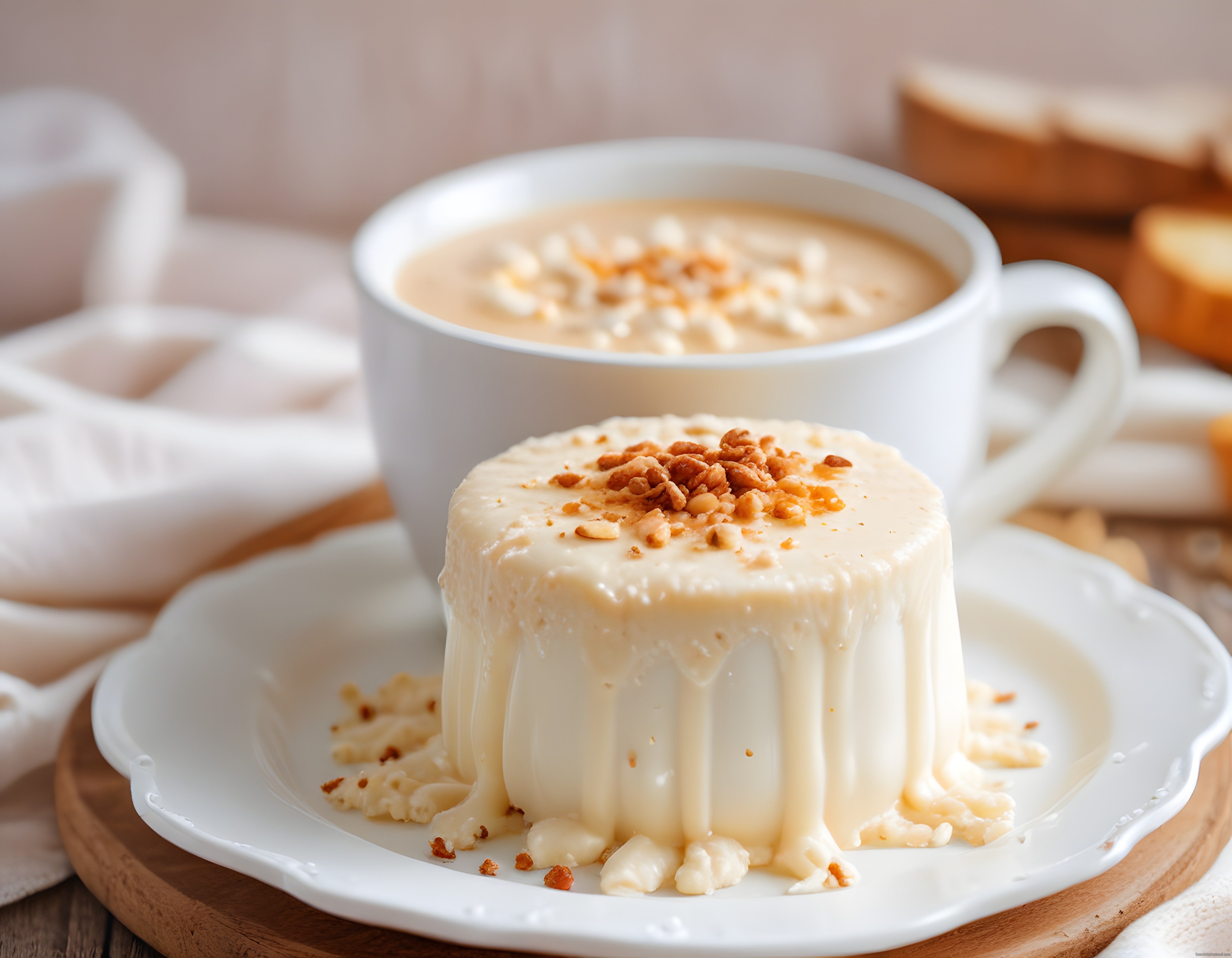 Fındık Parçacıklı Beyaz Çikolata Soslu Akışkan Tatlı ve Sıcak Salep