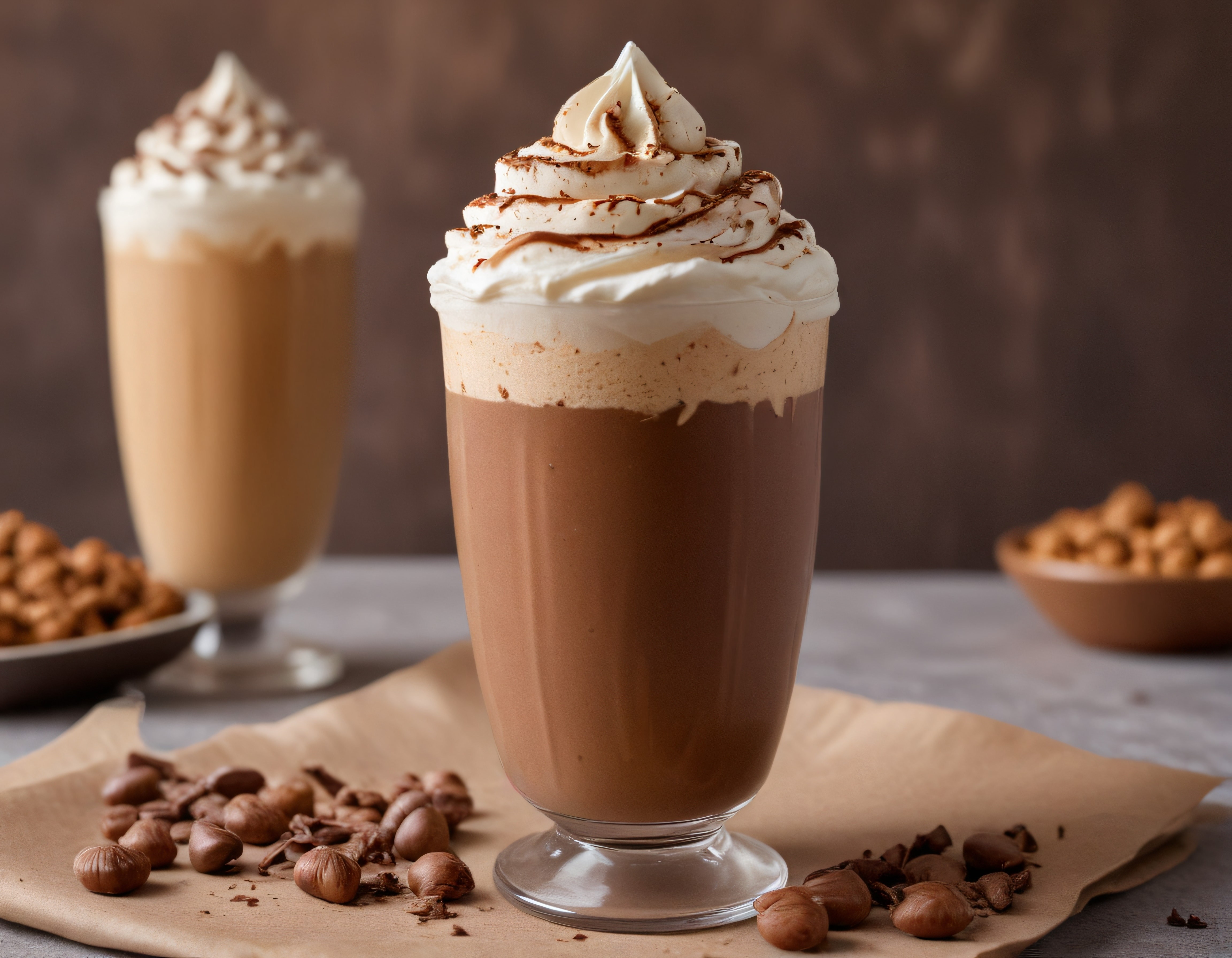 Fındık Parçacıklı Kremalı Kahve ve Sütlü Soğuk Latte Sunumu