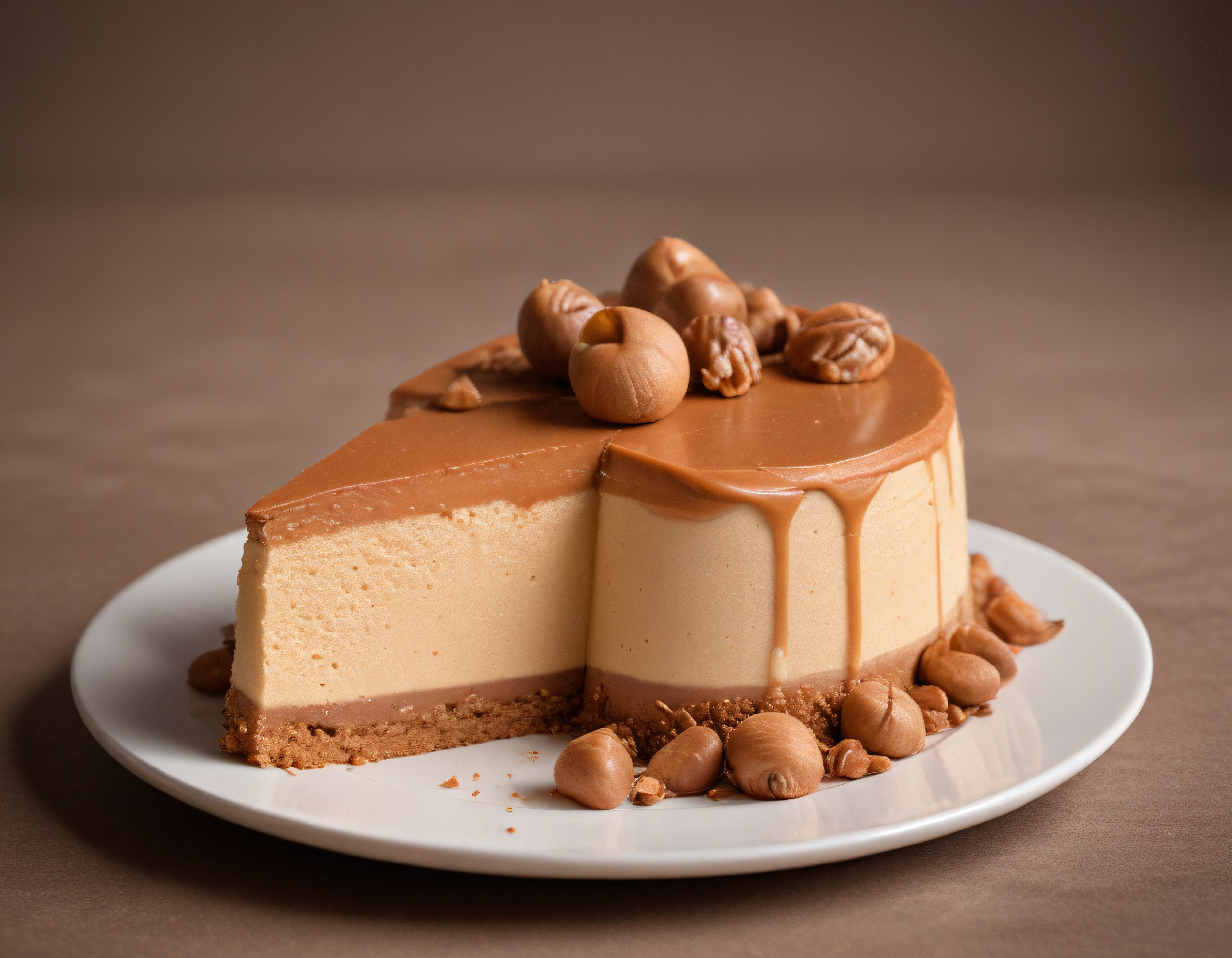 Fındık ve Karamel Soslu Cheesecake Dilimi Tatlı Tarif Fotoğrafı