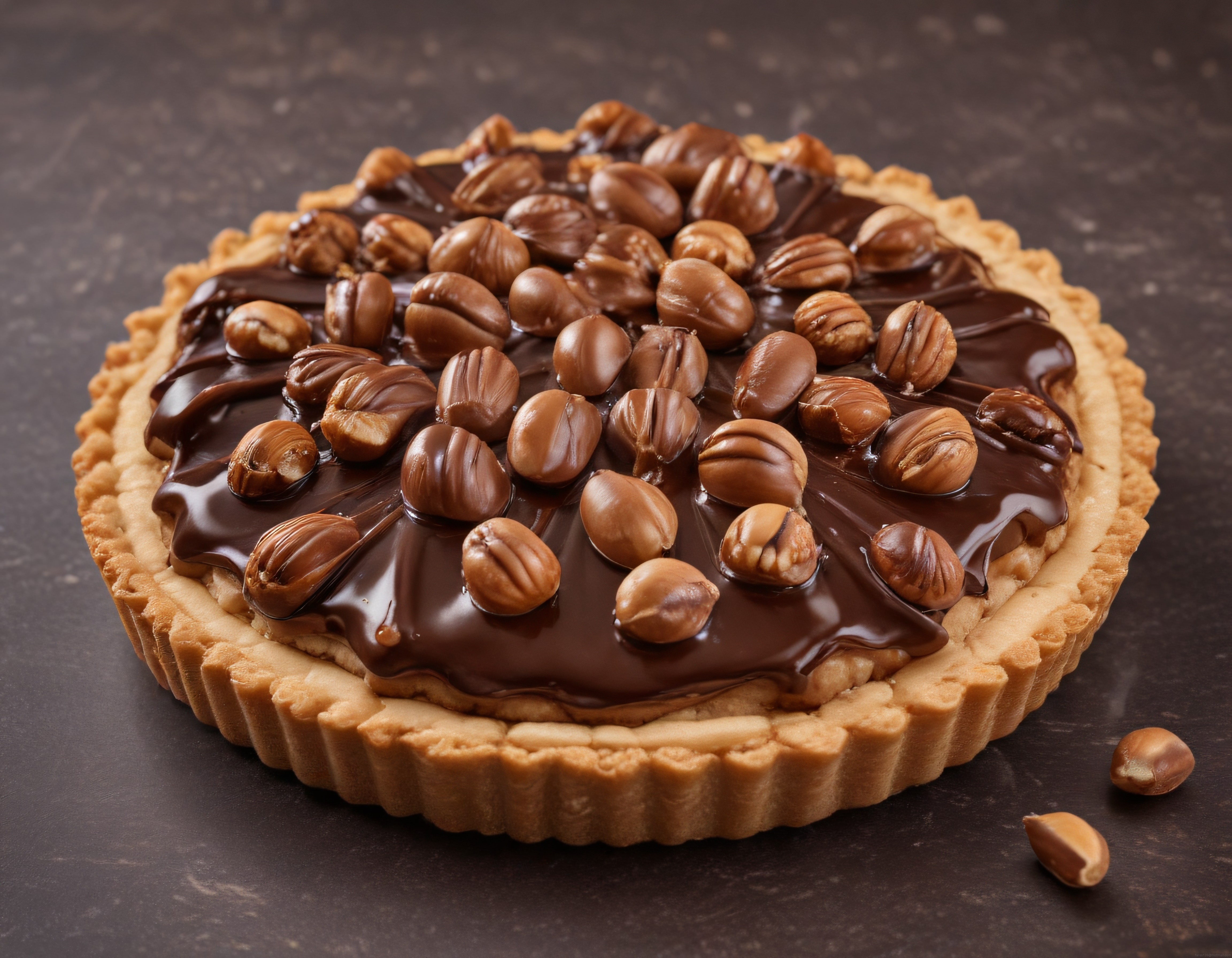 Fındıklı Çikolatalı Tart: Kıtır Hamur Üzerinde Parlak Ganaj ve Kavrulmuş Fındık