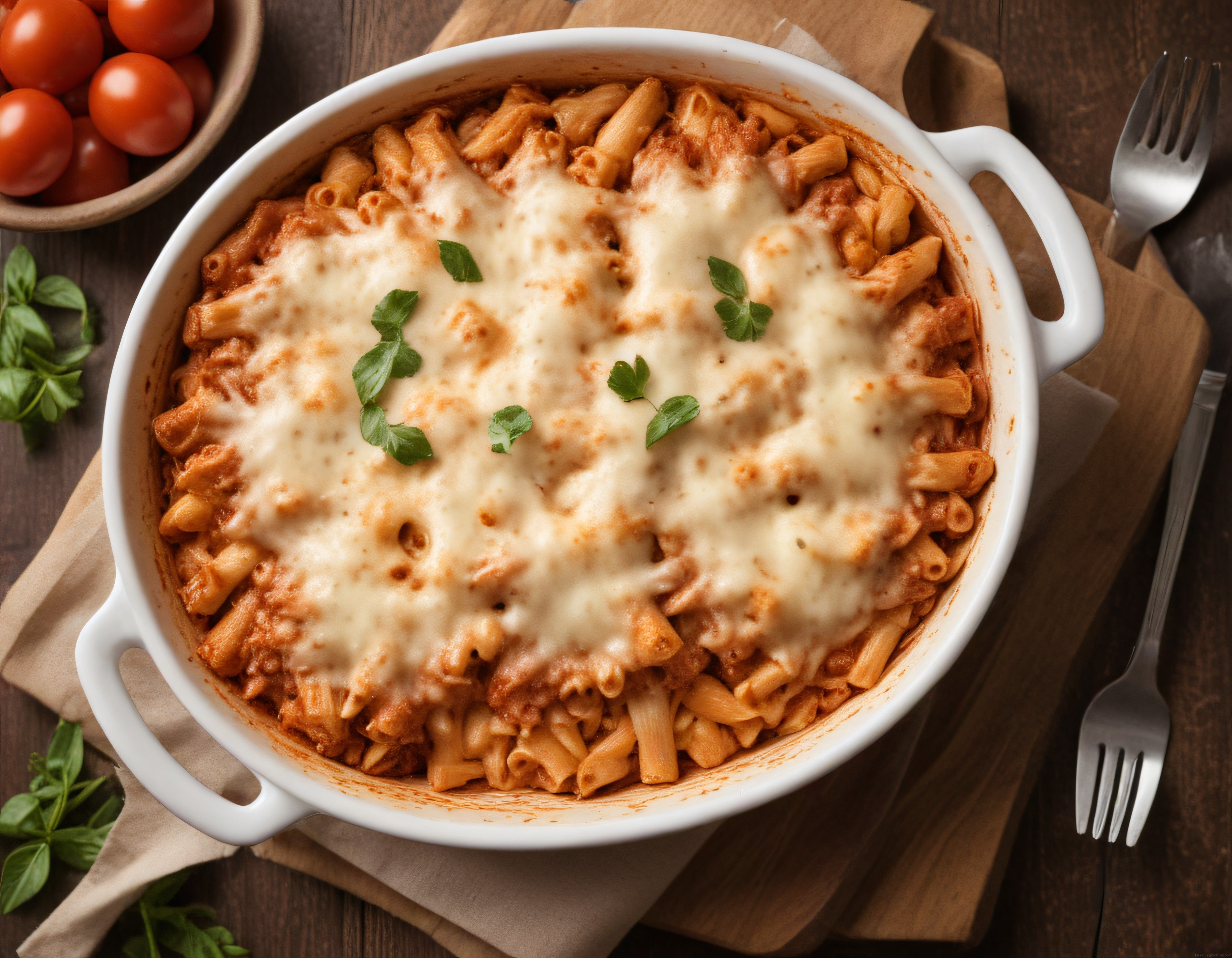 Fırında Domates Soslu Peynirli Penne Makarna Tarifi ve Sunum Önerisi