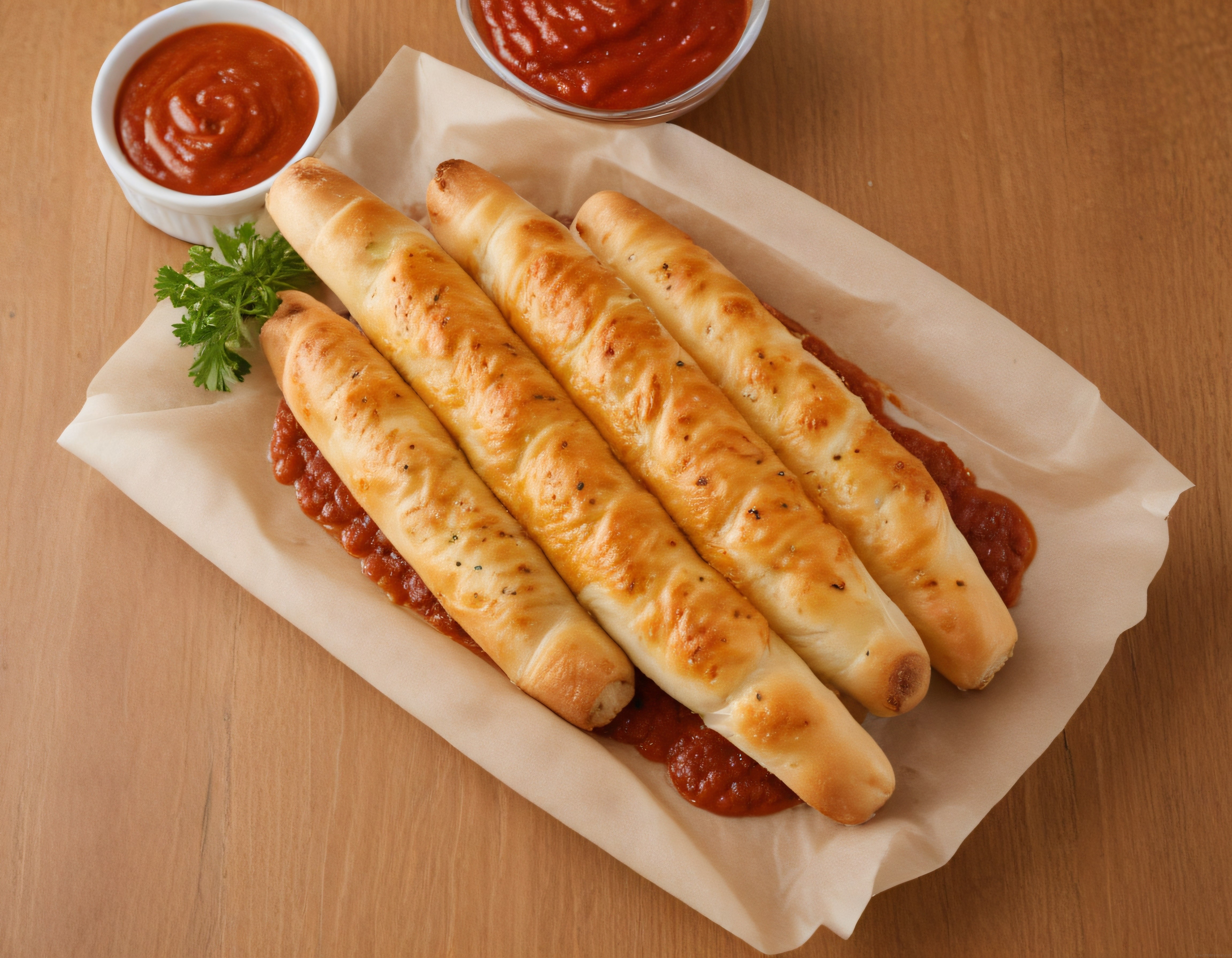Fırında Kızarmış Çıtır Pizza Rulo Tarifi ve Domates Dip Sosu Sunumu
