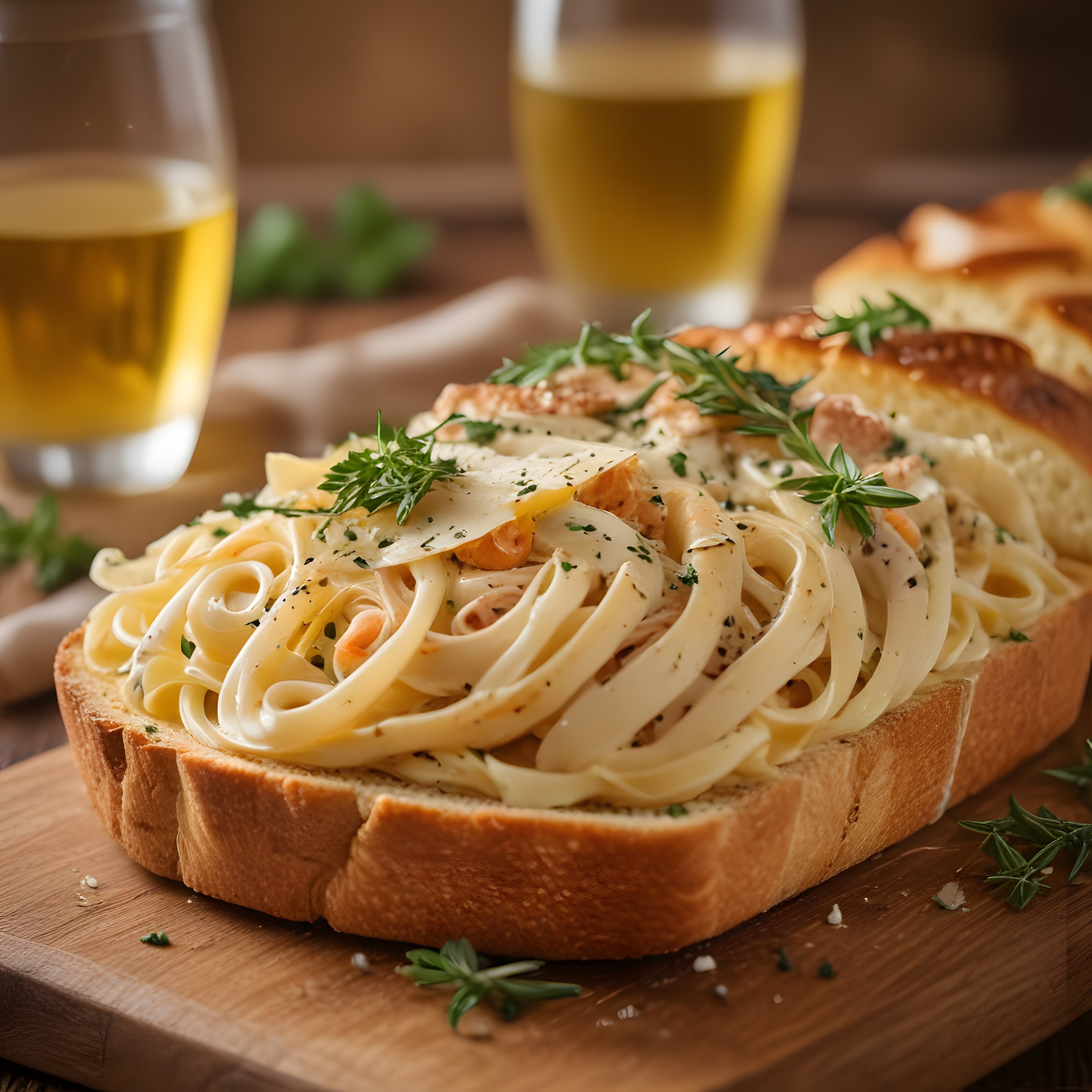 Fırında Kızarmış Ekmek Üzerinde Kremalı Makarna ve Bira Eşleşmesi