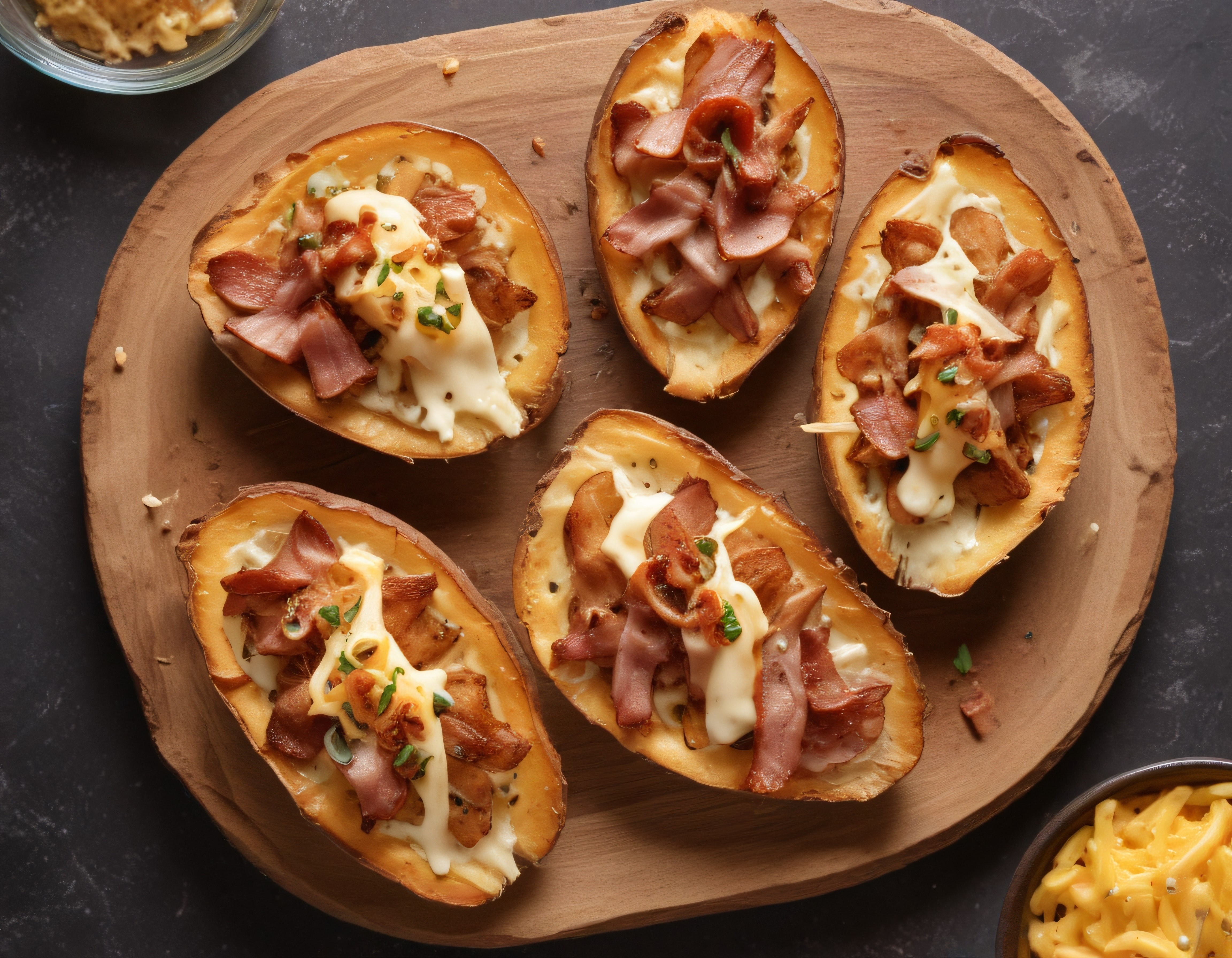 Fırında Kızarmış Patates Çanakları: Cheddar Peynir ve Çıtır Baconlu Lezzet