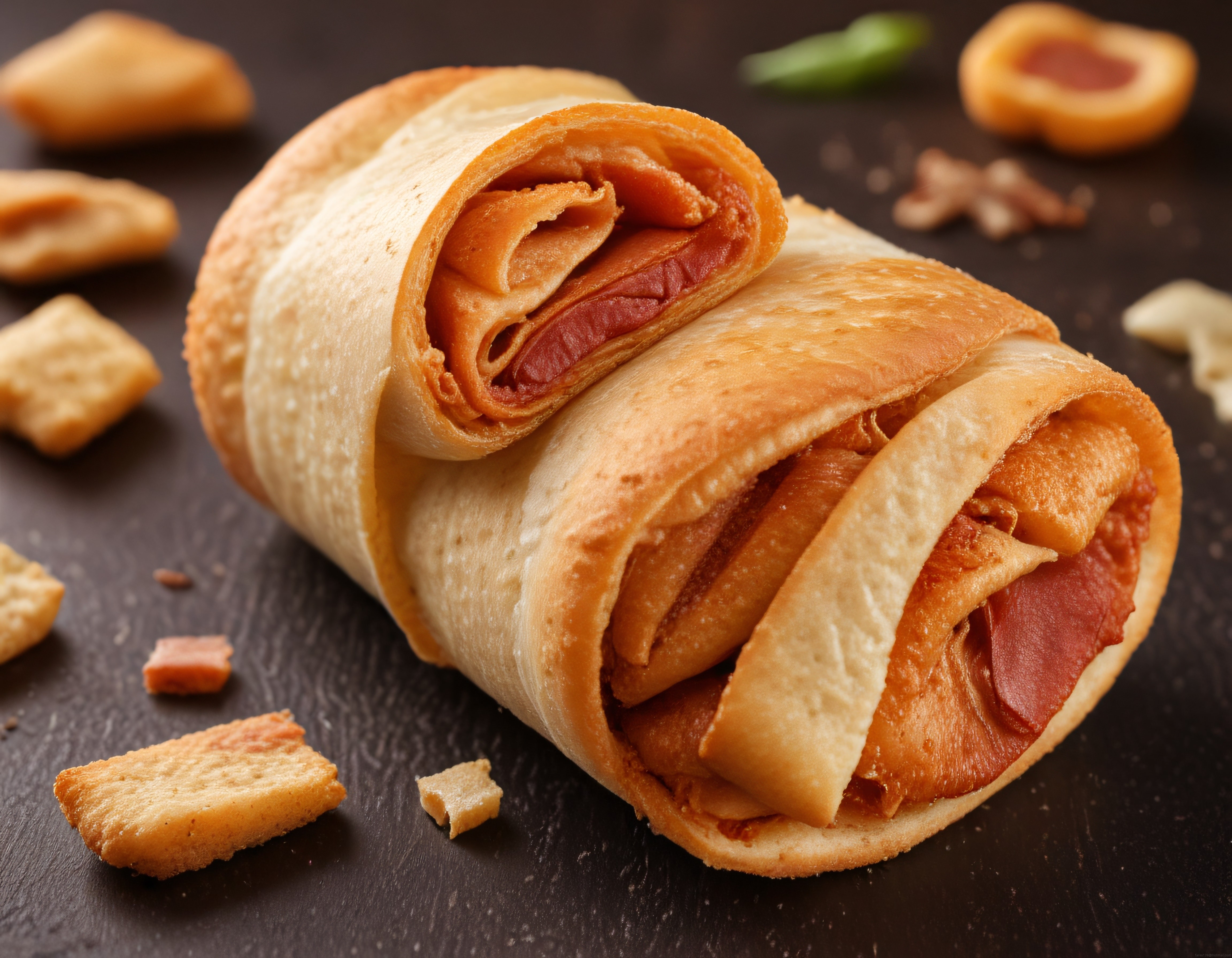 fırında pepperoni dolgulu çıtır pizza ruloları ve atıştırmalık hamur işleri