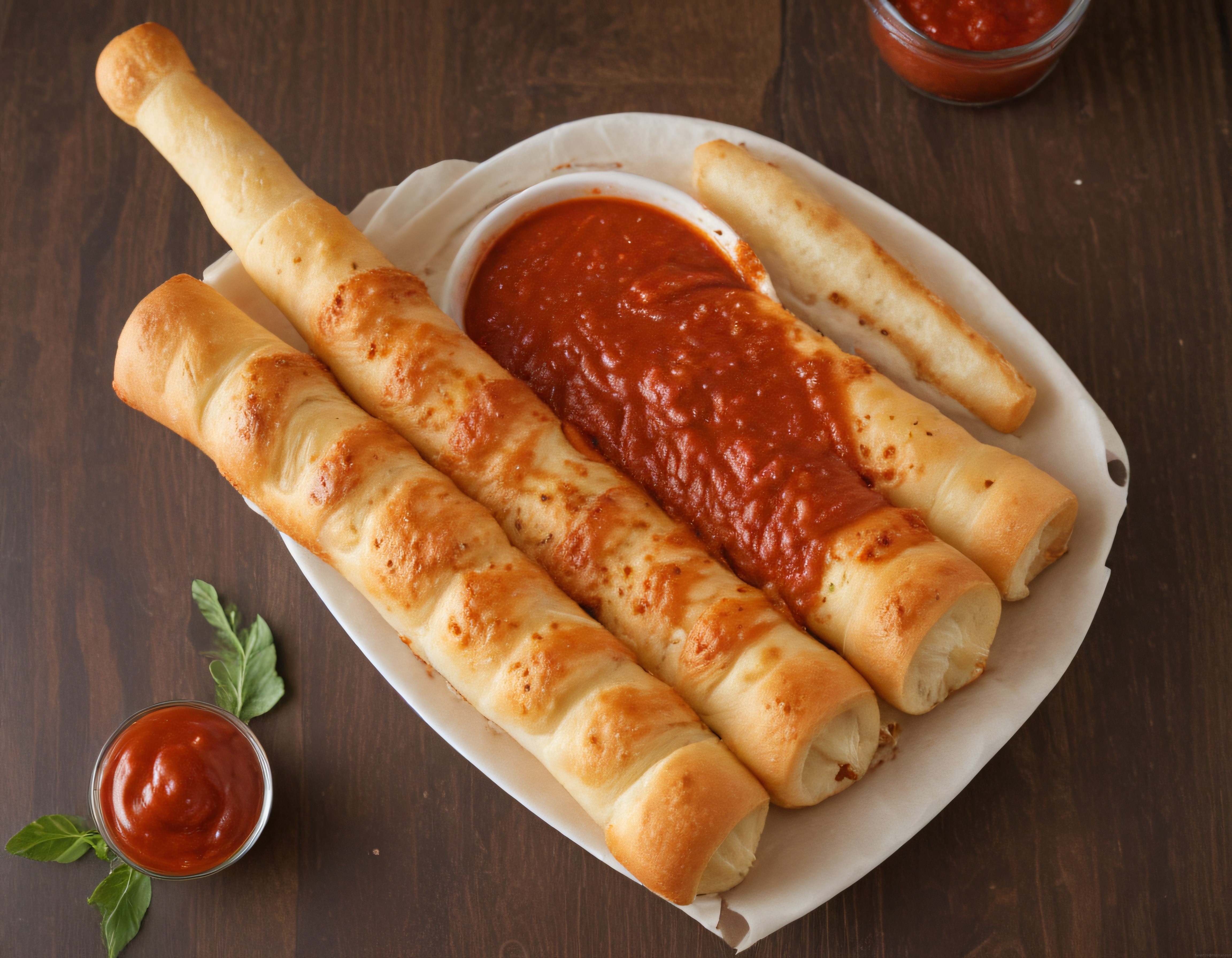 Fırında Peynirli Ekmek Çubukları ve Domates Sosu ile Lezzetli Bir Sunum