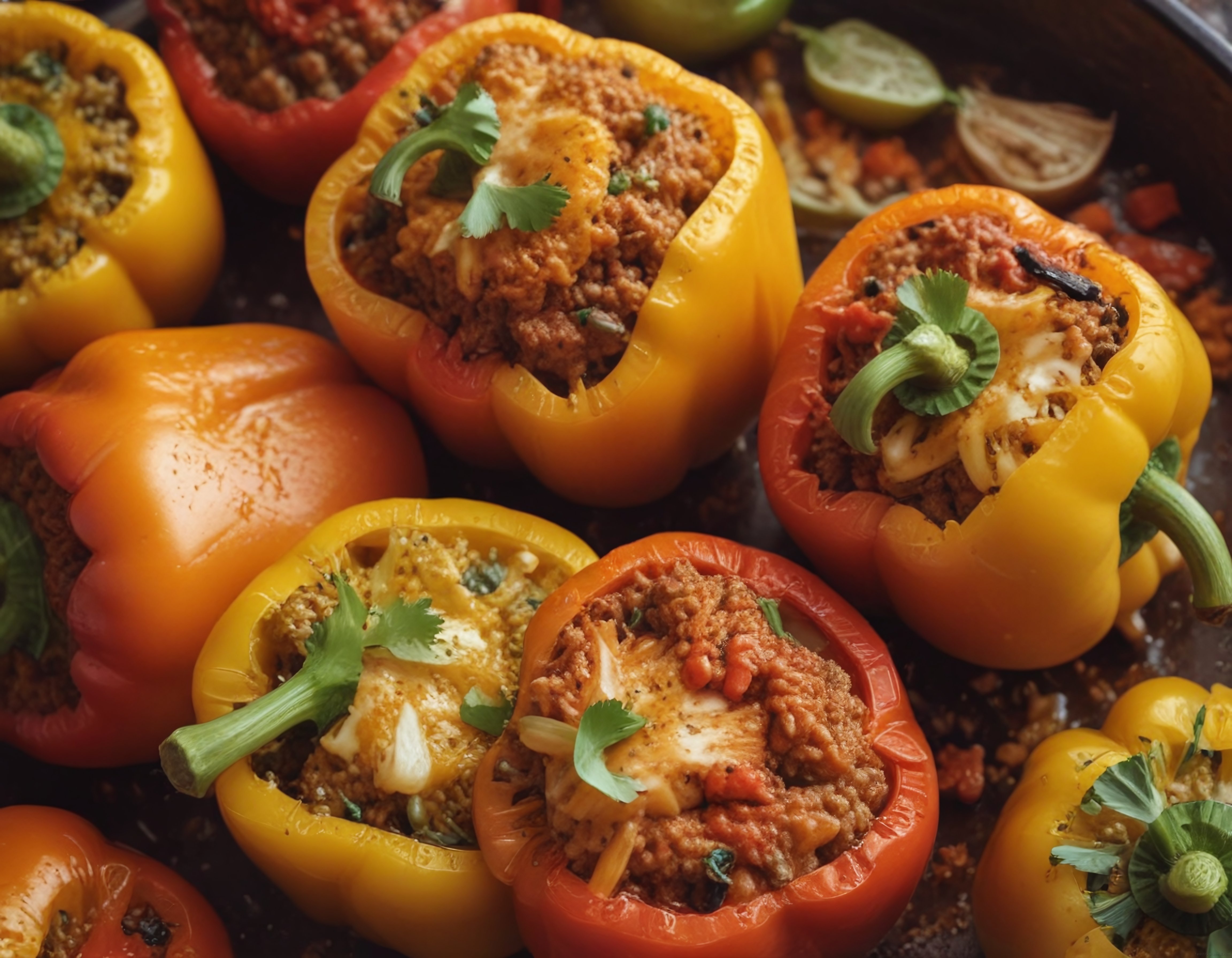 fırında renkli dolma biber tarifi kıymalı peynirli ve baharatlı hazır