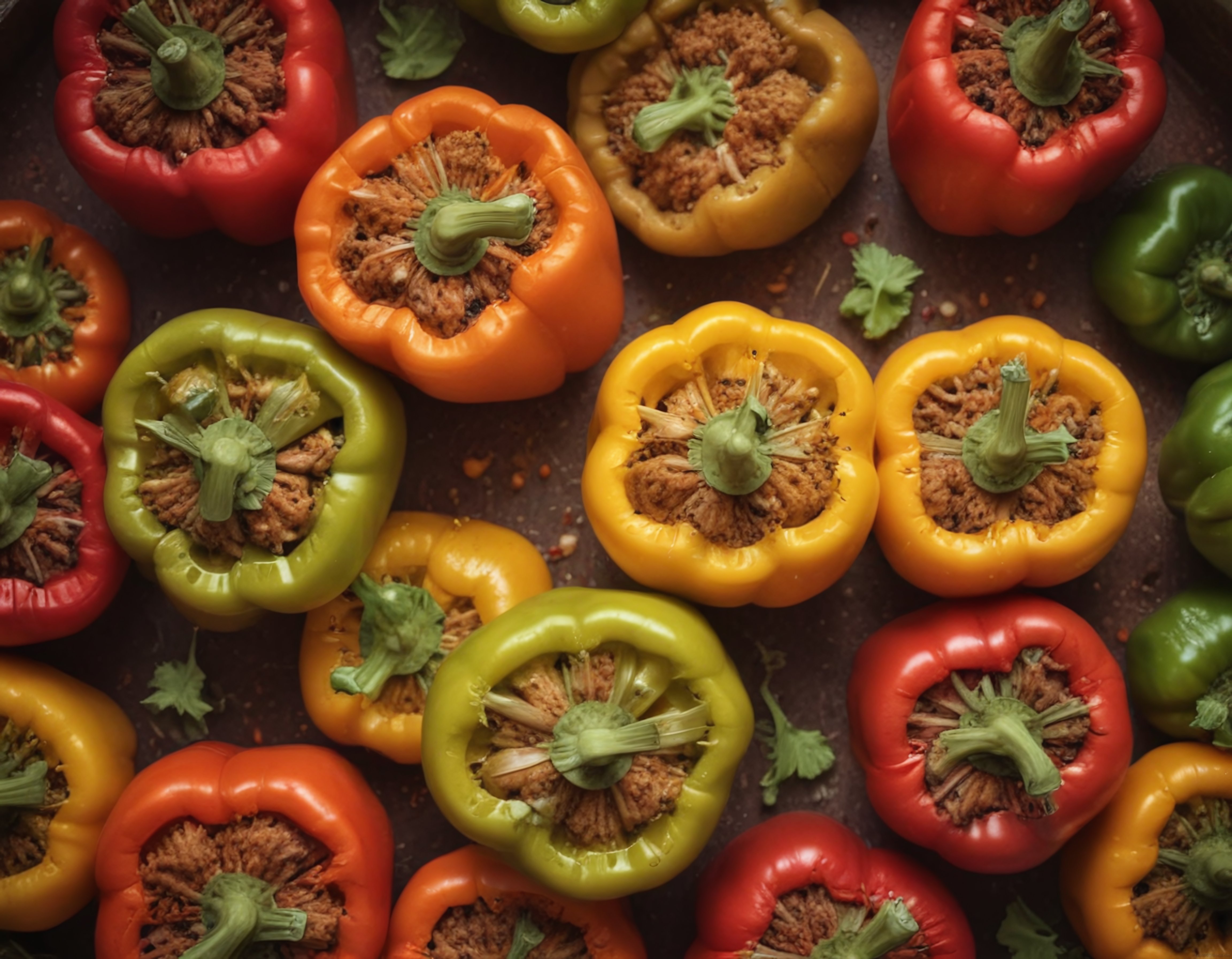Fırında Renkli Dolma Biber Tarifi: Kıymalı Pirinç Dolgulu Nefis Yemek