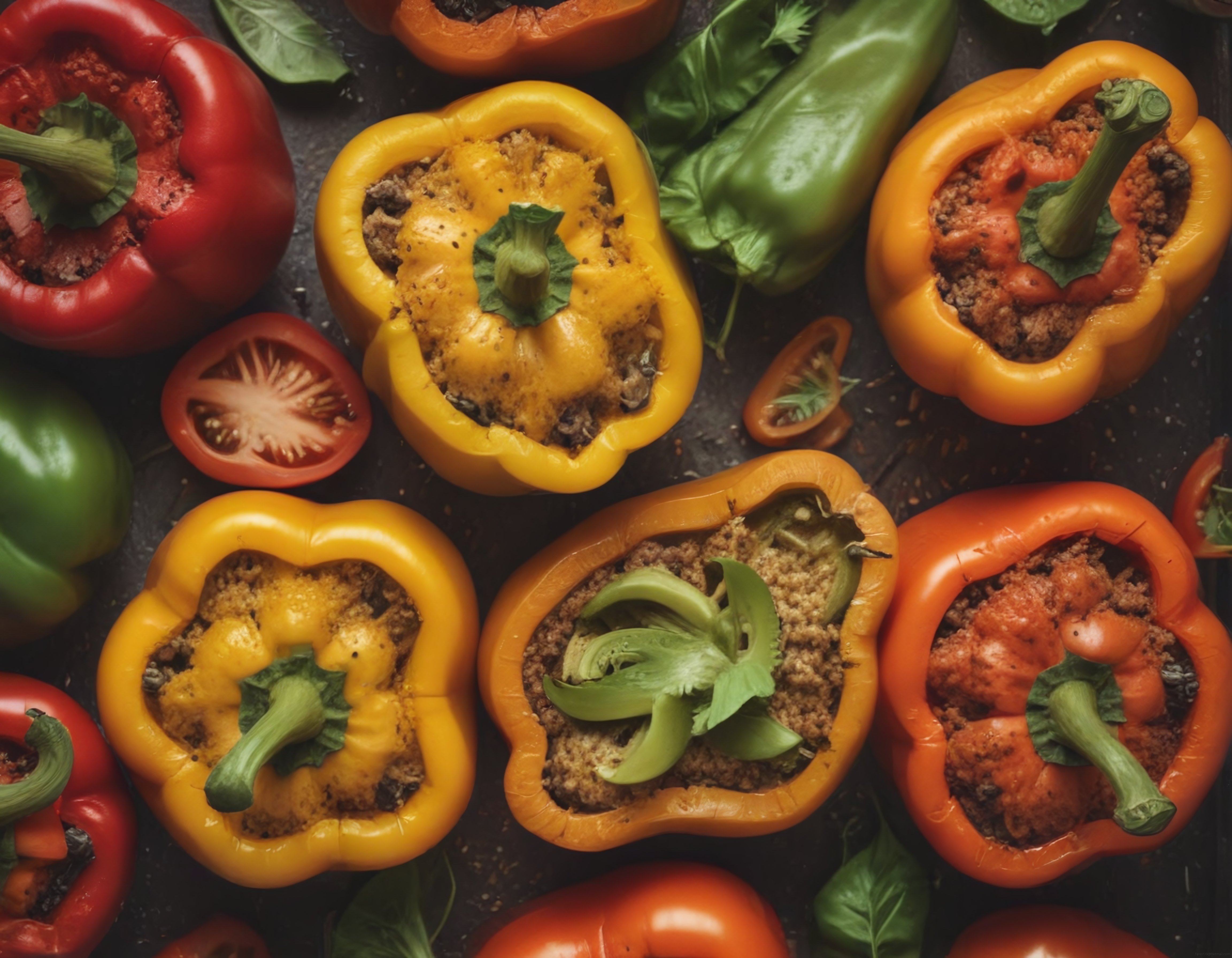 Fırında Renkli Dolma Biber Tarifi: Kıymalı Sebzeli İç Harçla Nefis Yemek