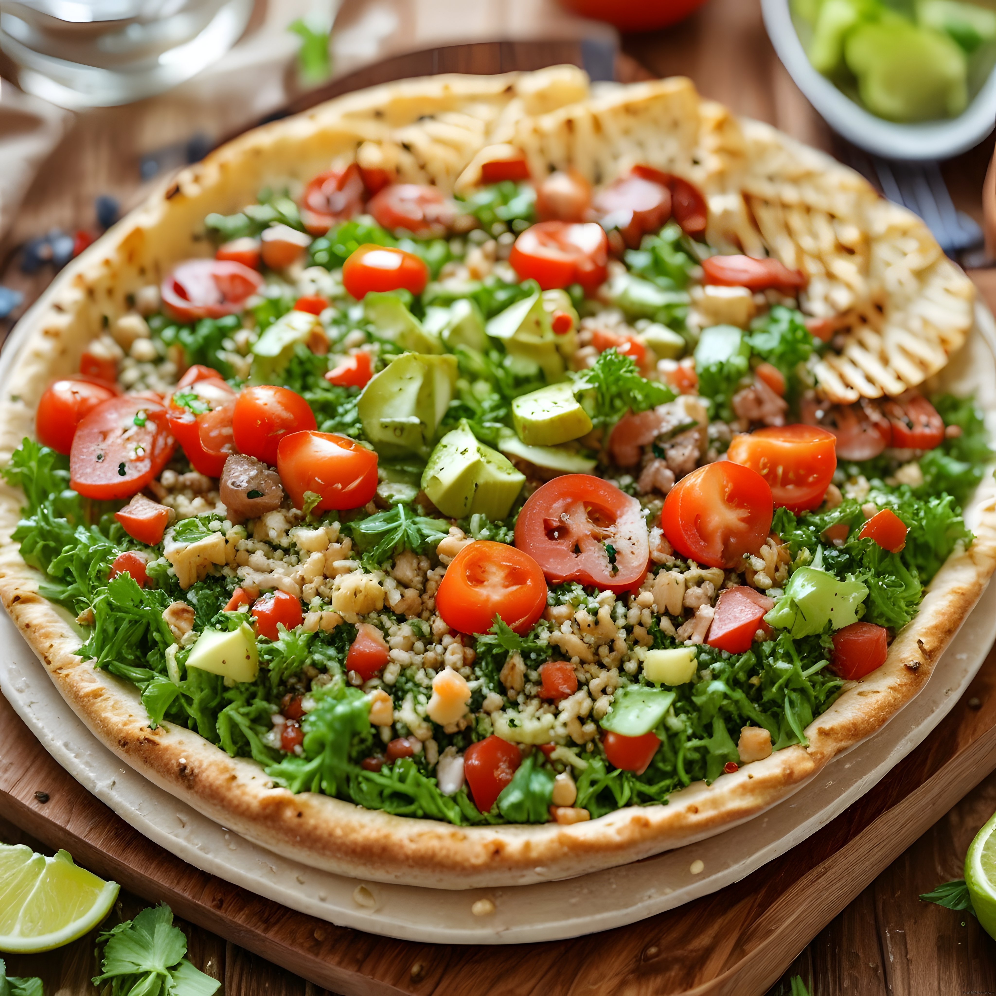 Fırından Çıkmış Taze Avokadolu ve Domatesli Salata Pizza Tarifi
